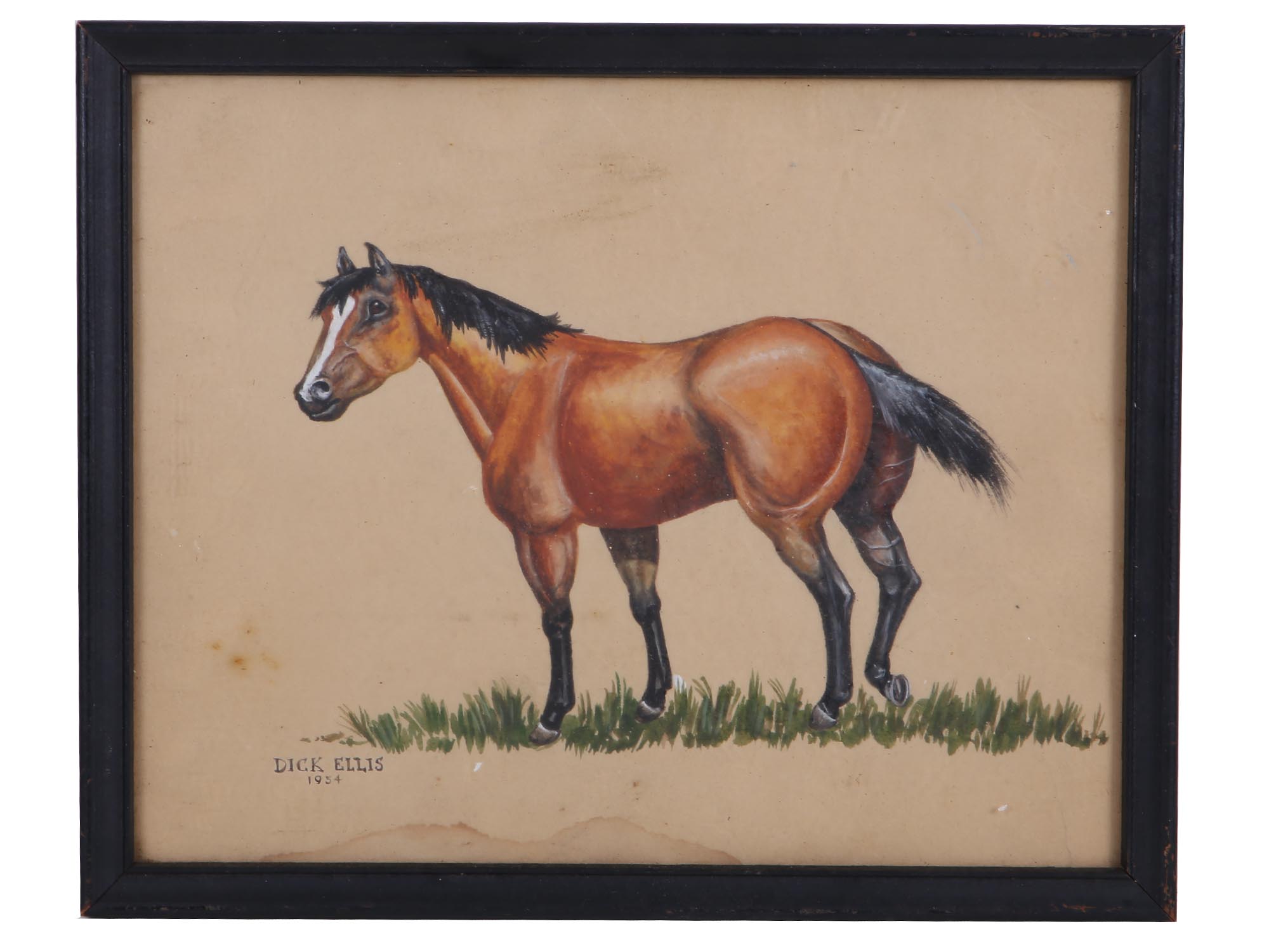 A WATERCOLOR PAINTING HORSE SIGNED BY DICK ELLIS PIC-0