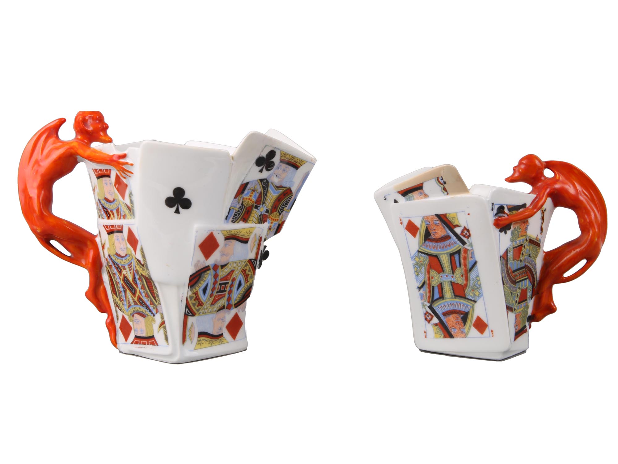 ROYAL BAYREUTH DEVIL AND PLAYING CARDS CREAMERS PIC-1
