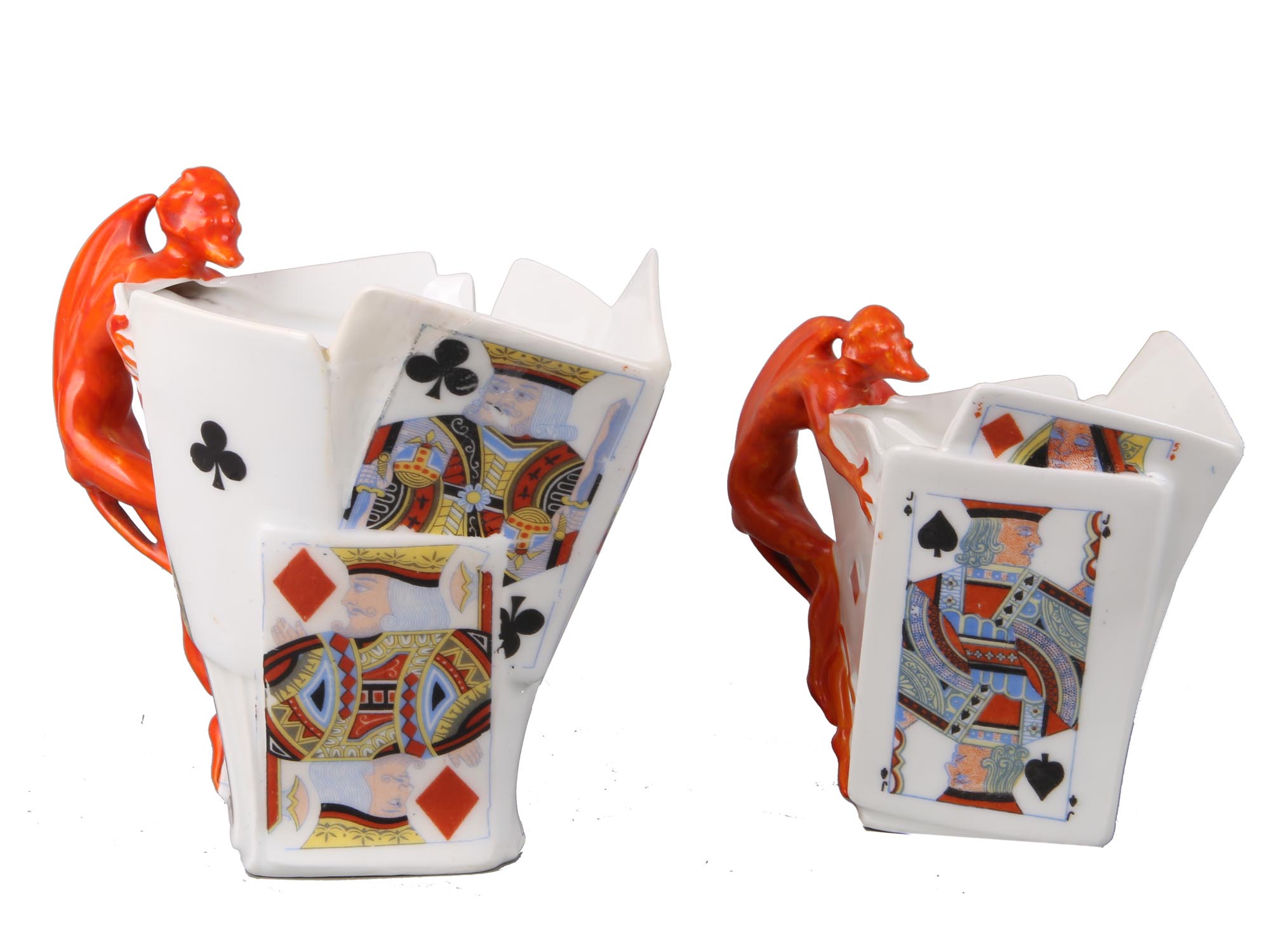 ROYAL BAYREUTH DEVIL AND PLAYING CARDS CREAMERS PIC-2