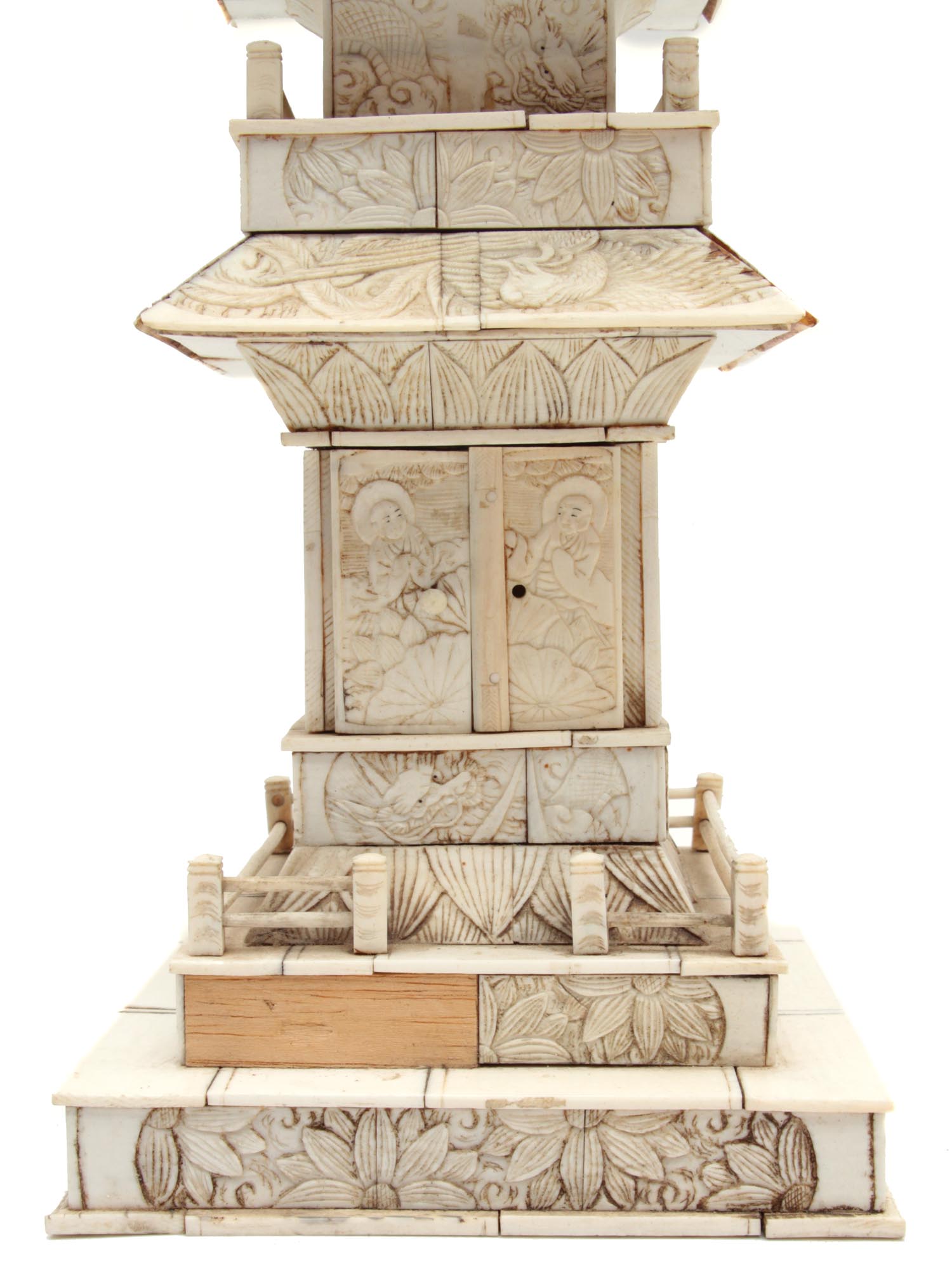 A JAPANESE CARVED IVORY MODEL OF A PAGODA PIC-1