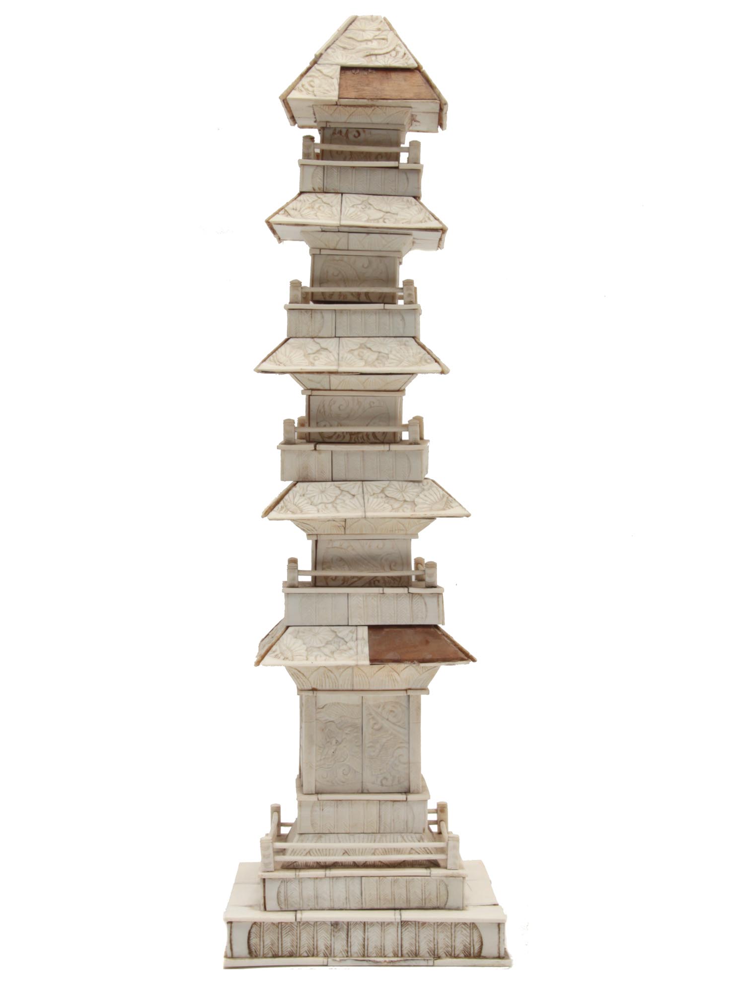 A JAPANESE CARVED IVORY MODEL OF A PAGODA PIC-2