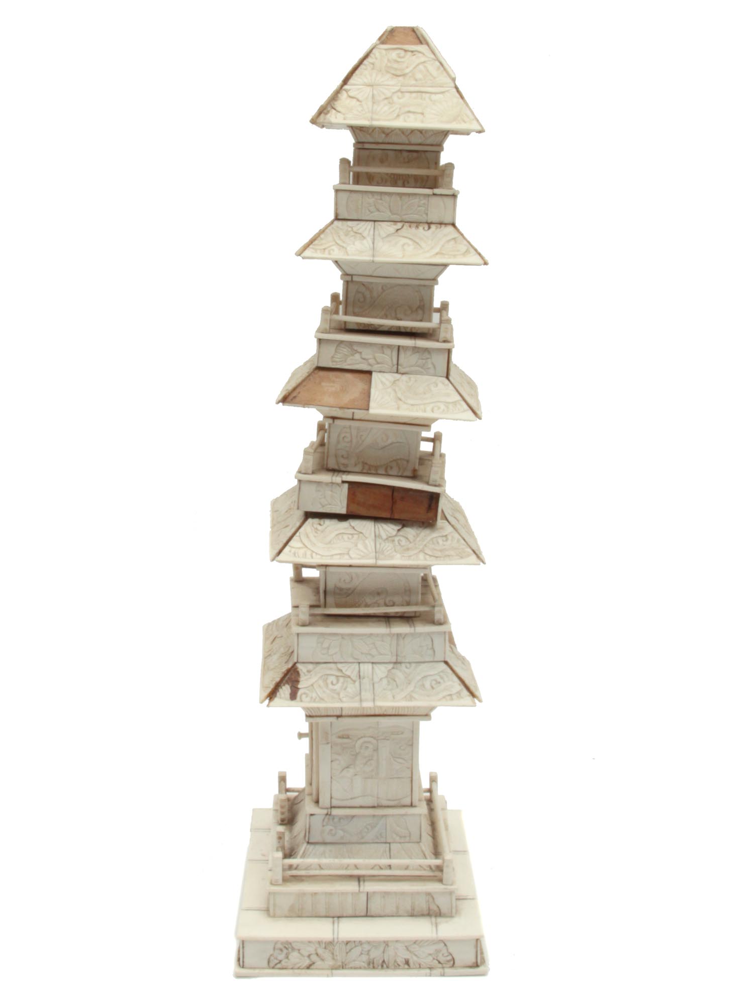 A JAPANESE CARVED IVORY MODEL OF A PAGODA PIC-3