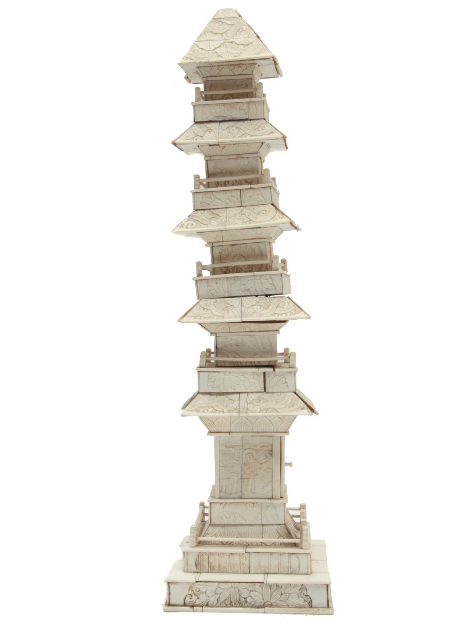 A JAPANESE CARVED IVORY MODEL OF A PAGODA PIC-4