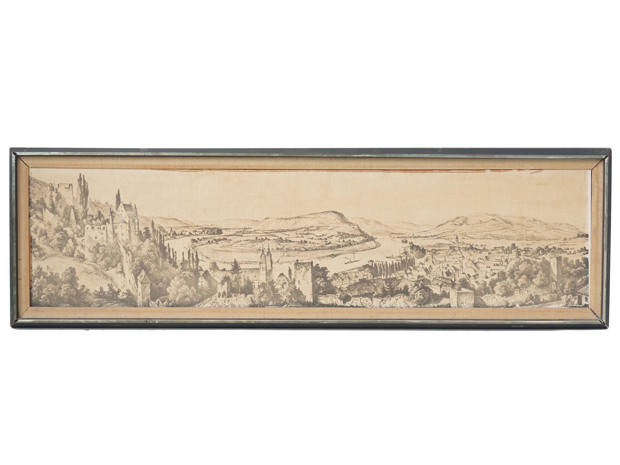 AN ANTIQUE ENGRAVING PANORAMIC VIEW OF HEIDELBERG