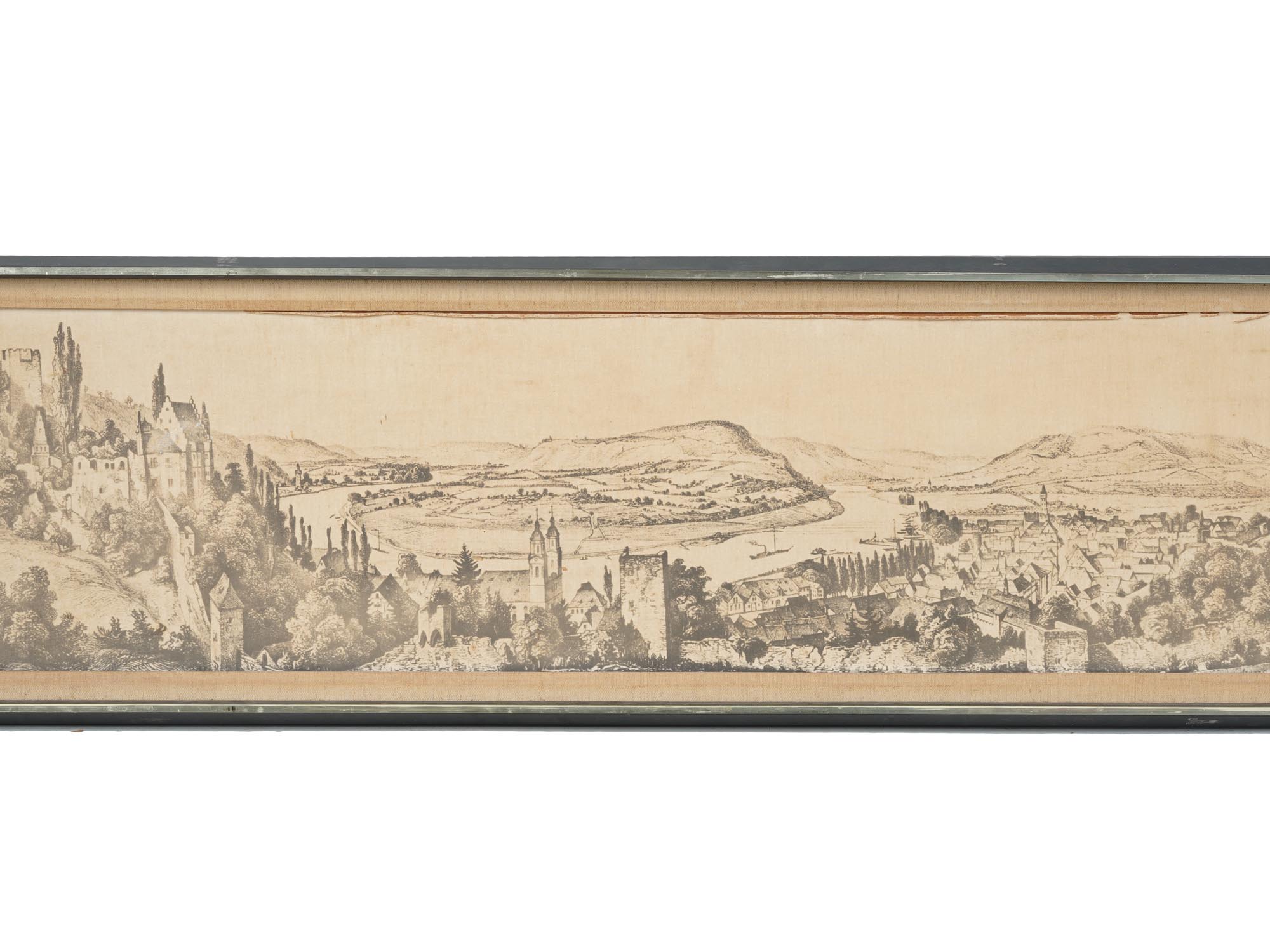 AN ANTIQUE ENGRAVING PANORAMIC VIEW OF HEIDELBERG PIC-1