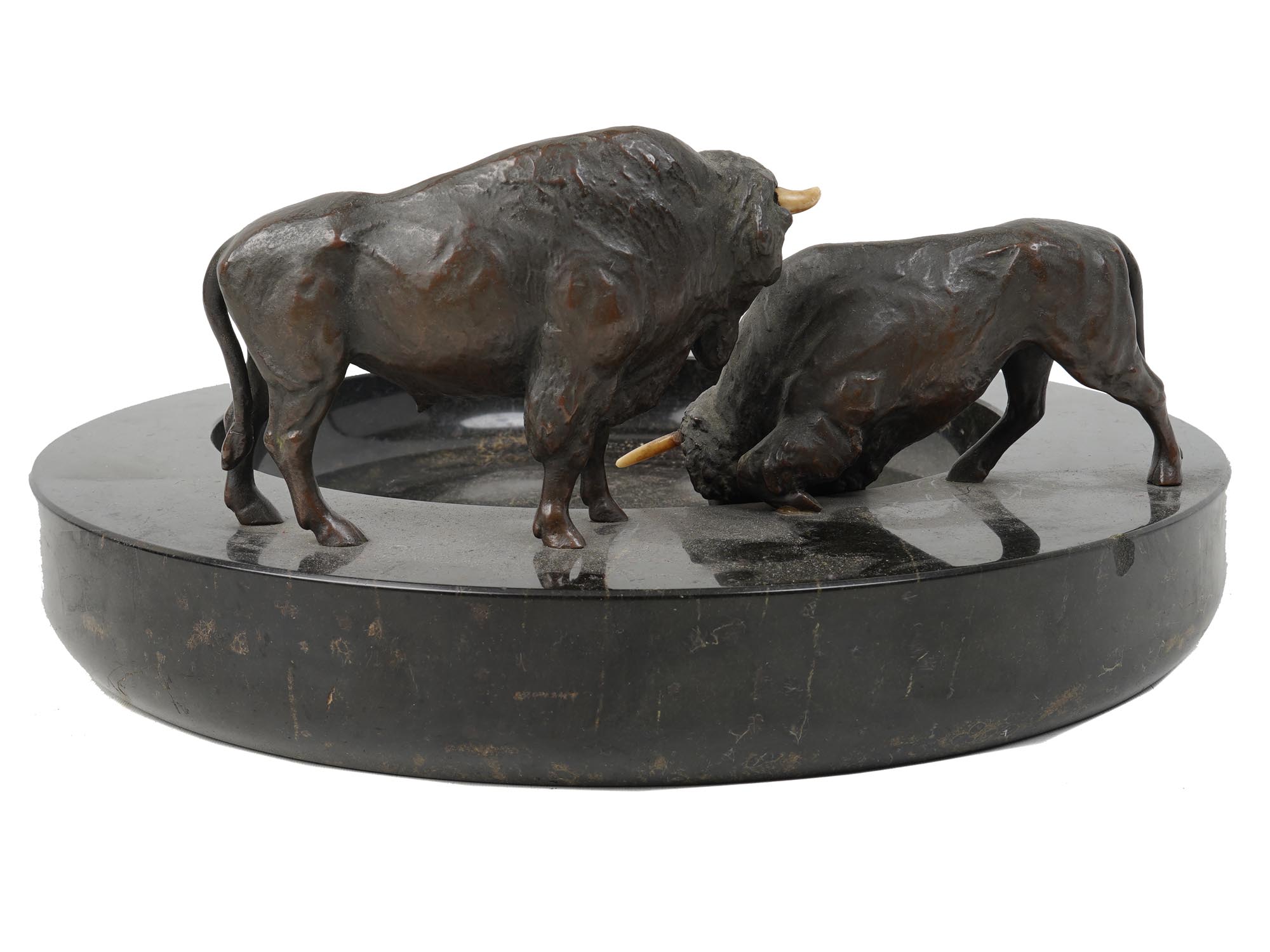 ANTIQUE ART DECO BUSINESS CARD BOWL WITH BULLS PIC-3