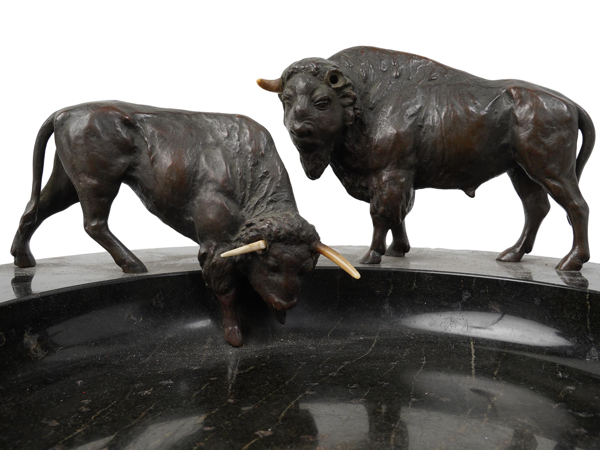 ANTIQUE ART DECO BUSINESS CARD BOWL WITH BULLS PIC-6