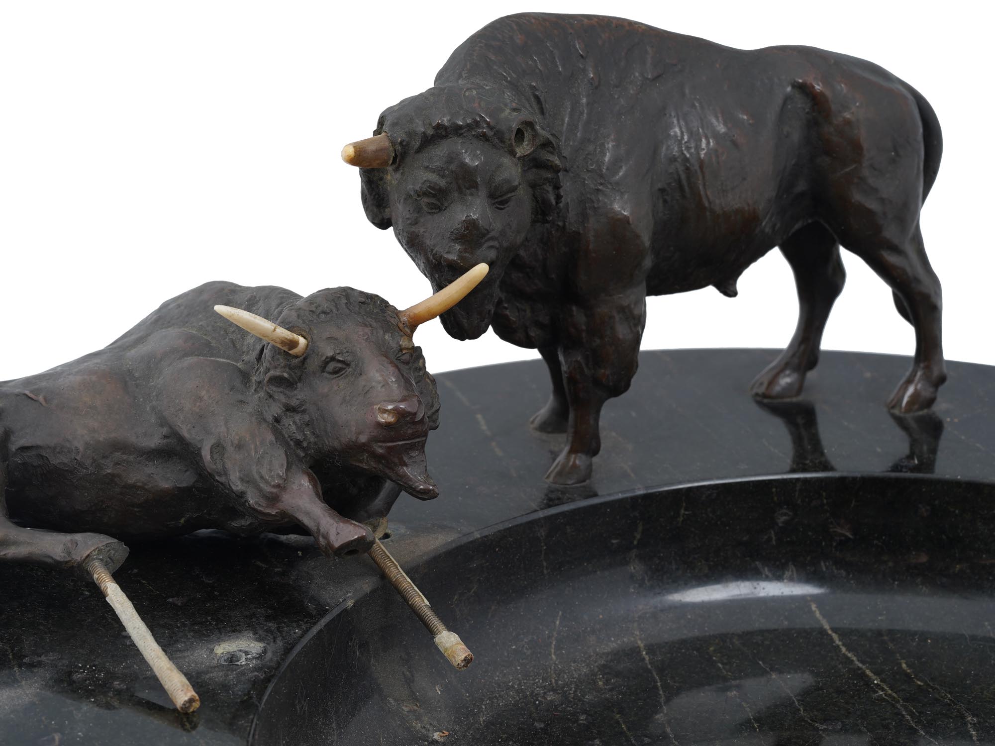 ANTIQUE ART DECO BUSINESS CARD BOWL WITH BULLS PIC-8