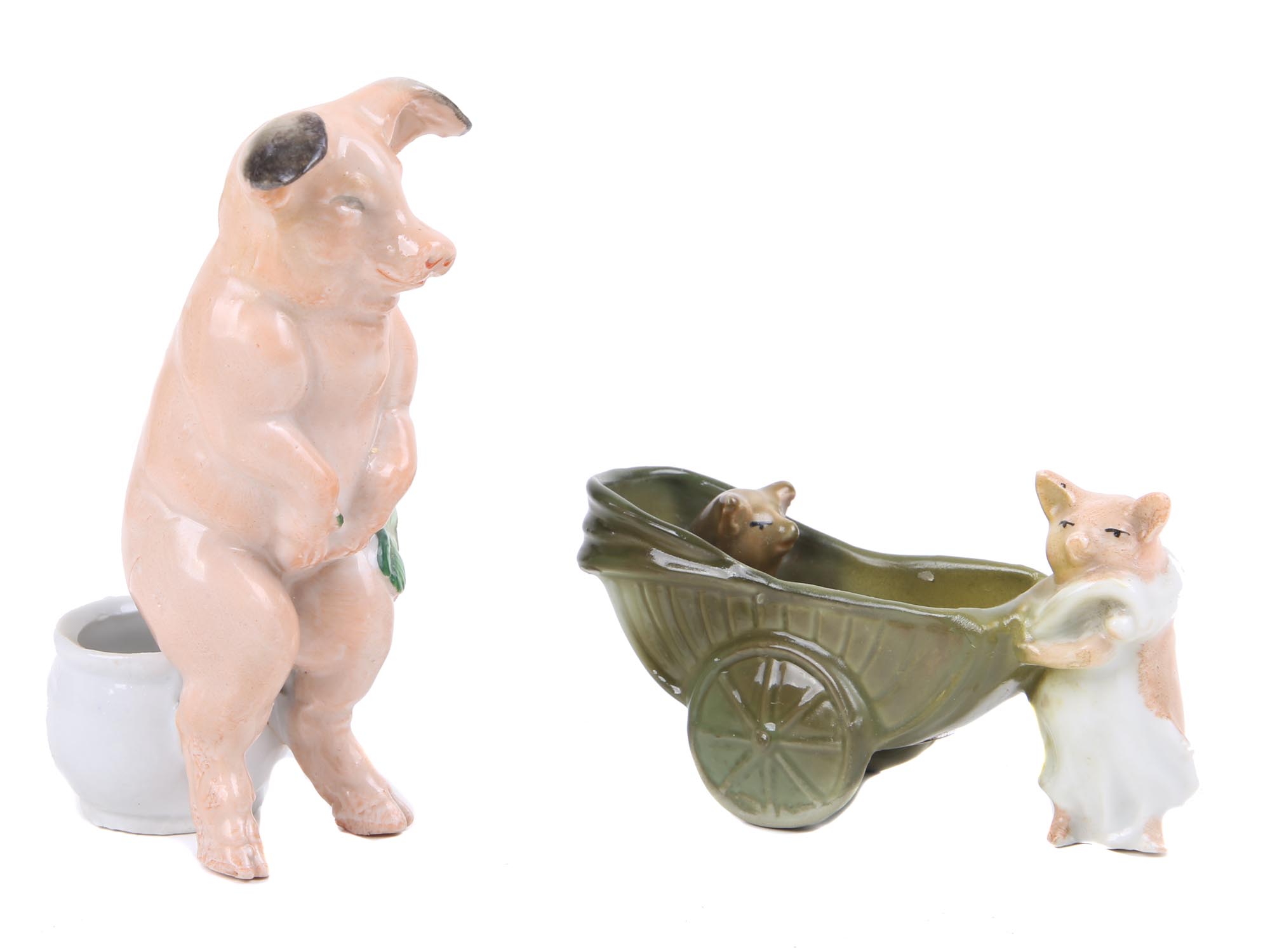 LOT EIGHT GERMAN FAIRING PORCELAIN PIG FIGURINES PIC-3