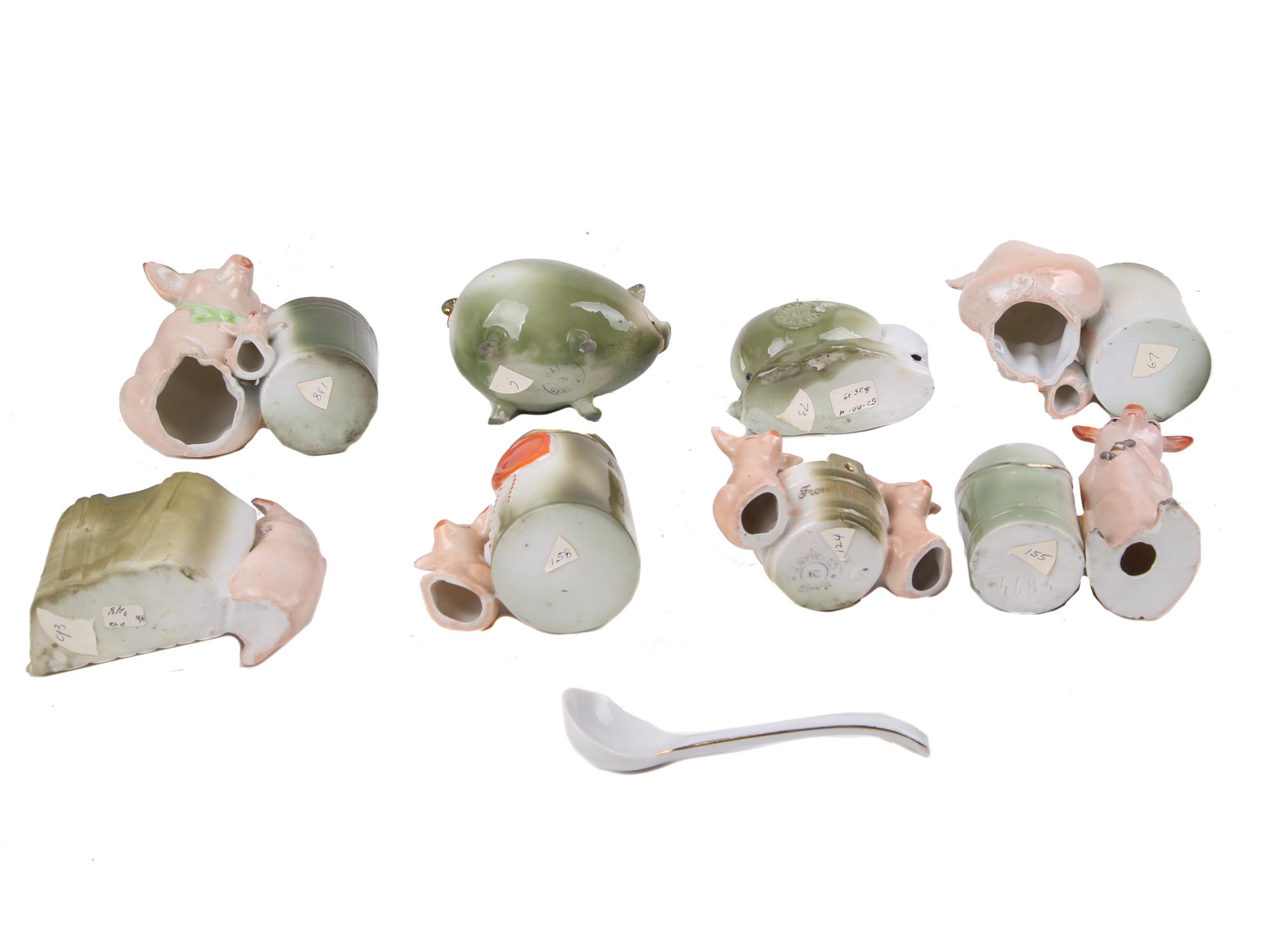 LOT EIGHT GERMAN FAIRING PORCELAIN PIG FIGURINES PIC-6