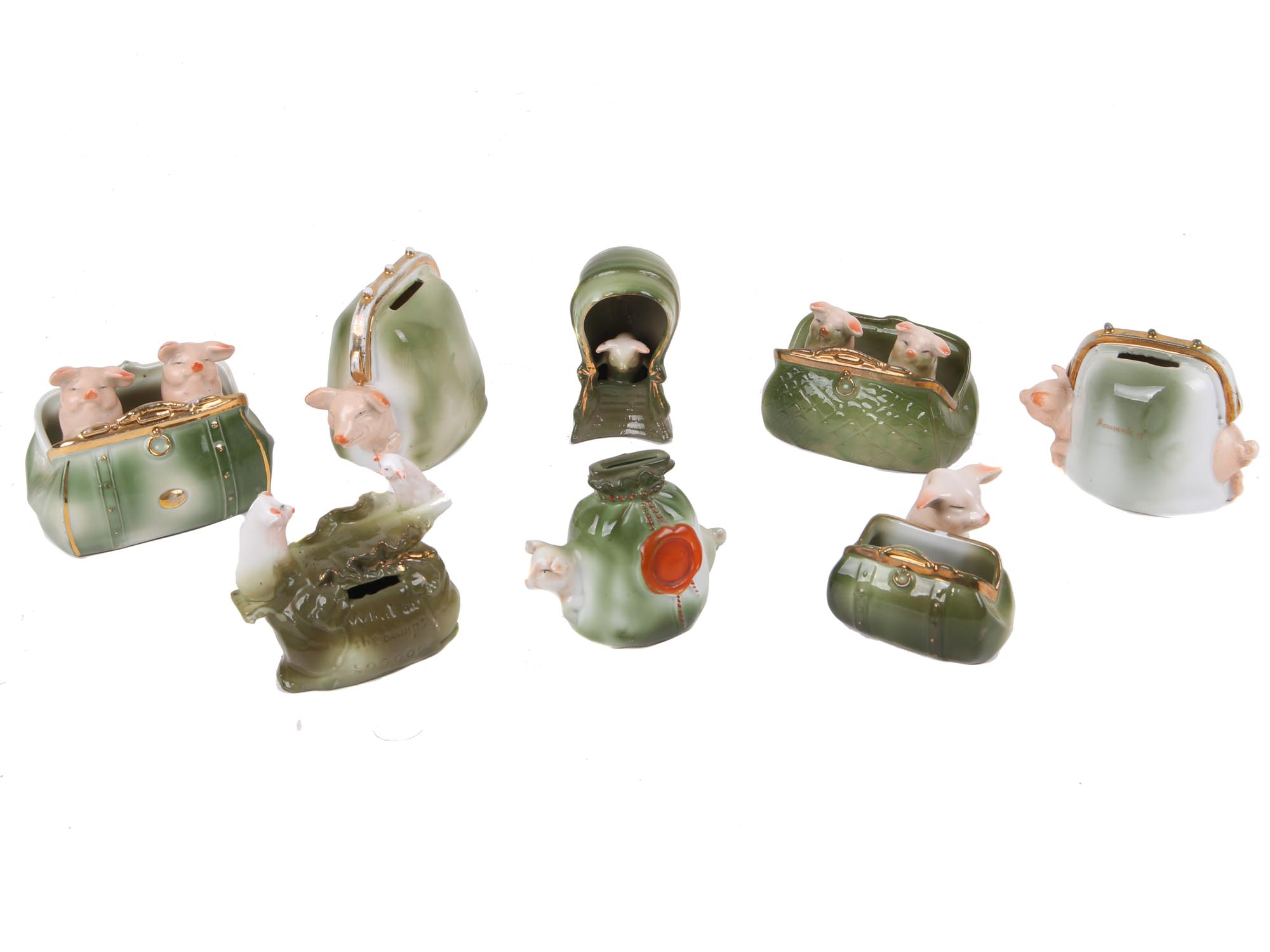 1800S GERMAN FAIRING PORCELAIN PIG FIGURINES LOT PIC-0