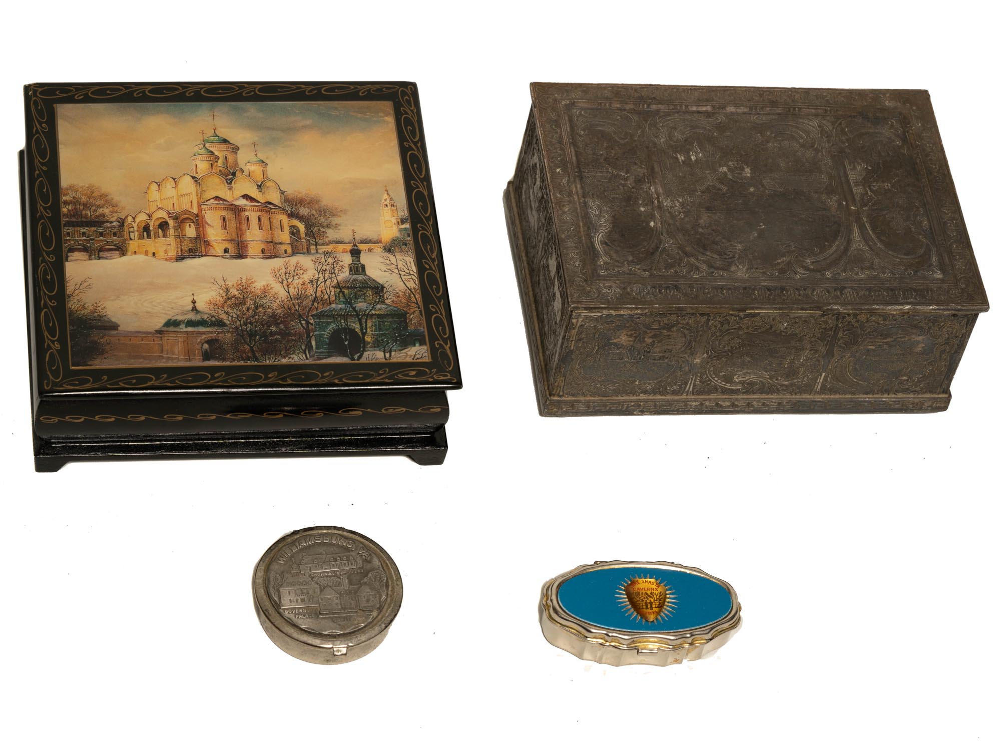 A RUSSIAN AND OTHER TRINKET AND PILL BOXES PIC-0