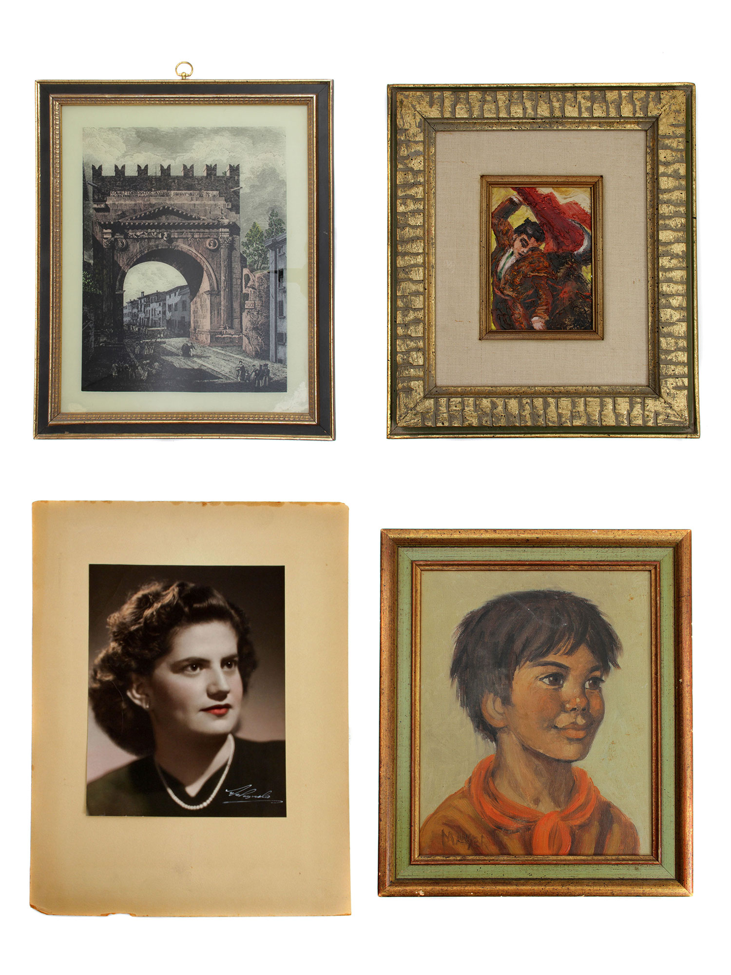 A SET OF 4 VINTAGE WORKS OF ART PAINTING LITHO