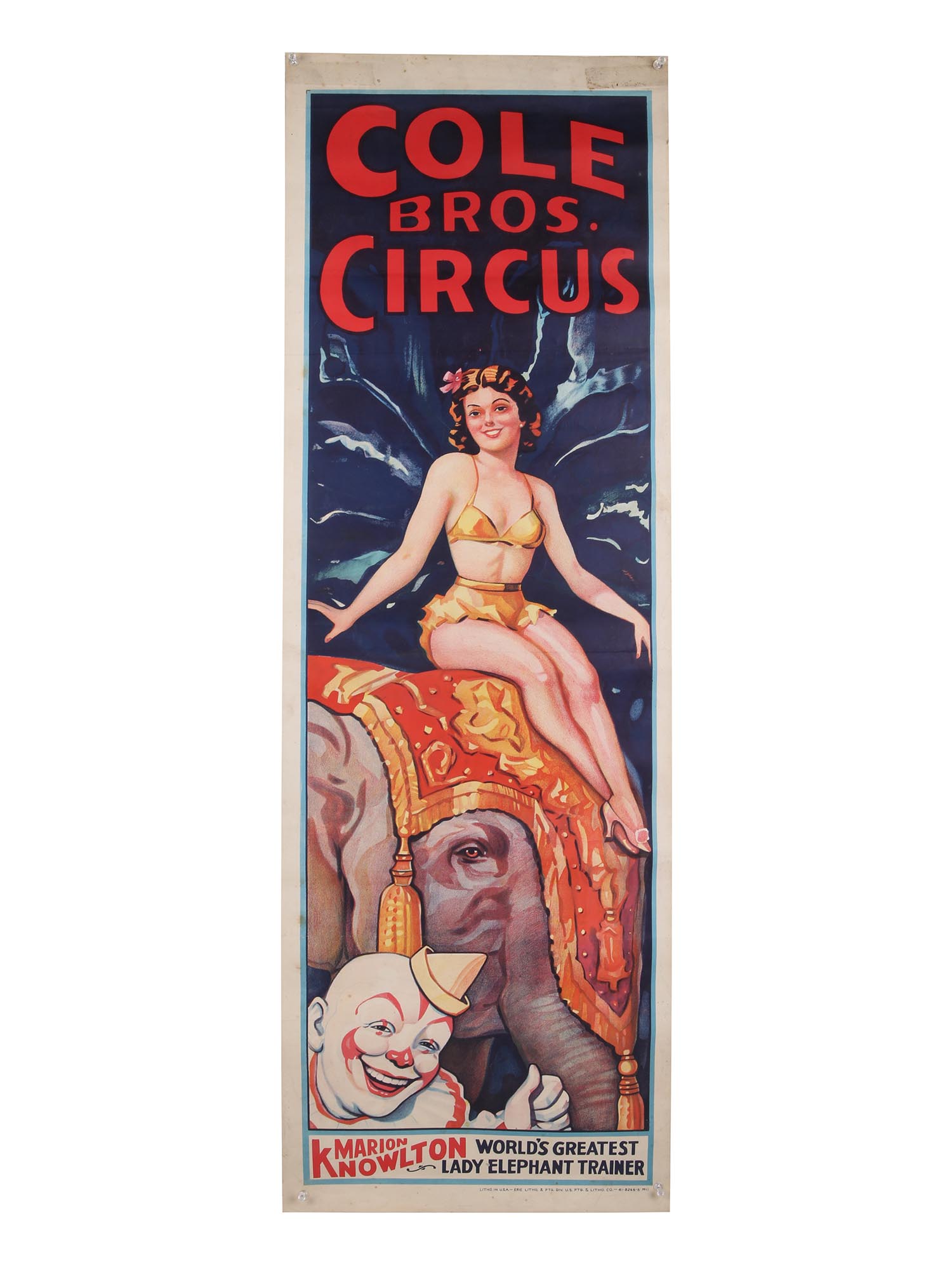 ORIGINAL VINTAGE COLE BROS CIRCUS PANEL POSTER PIC-0