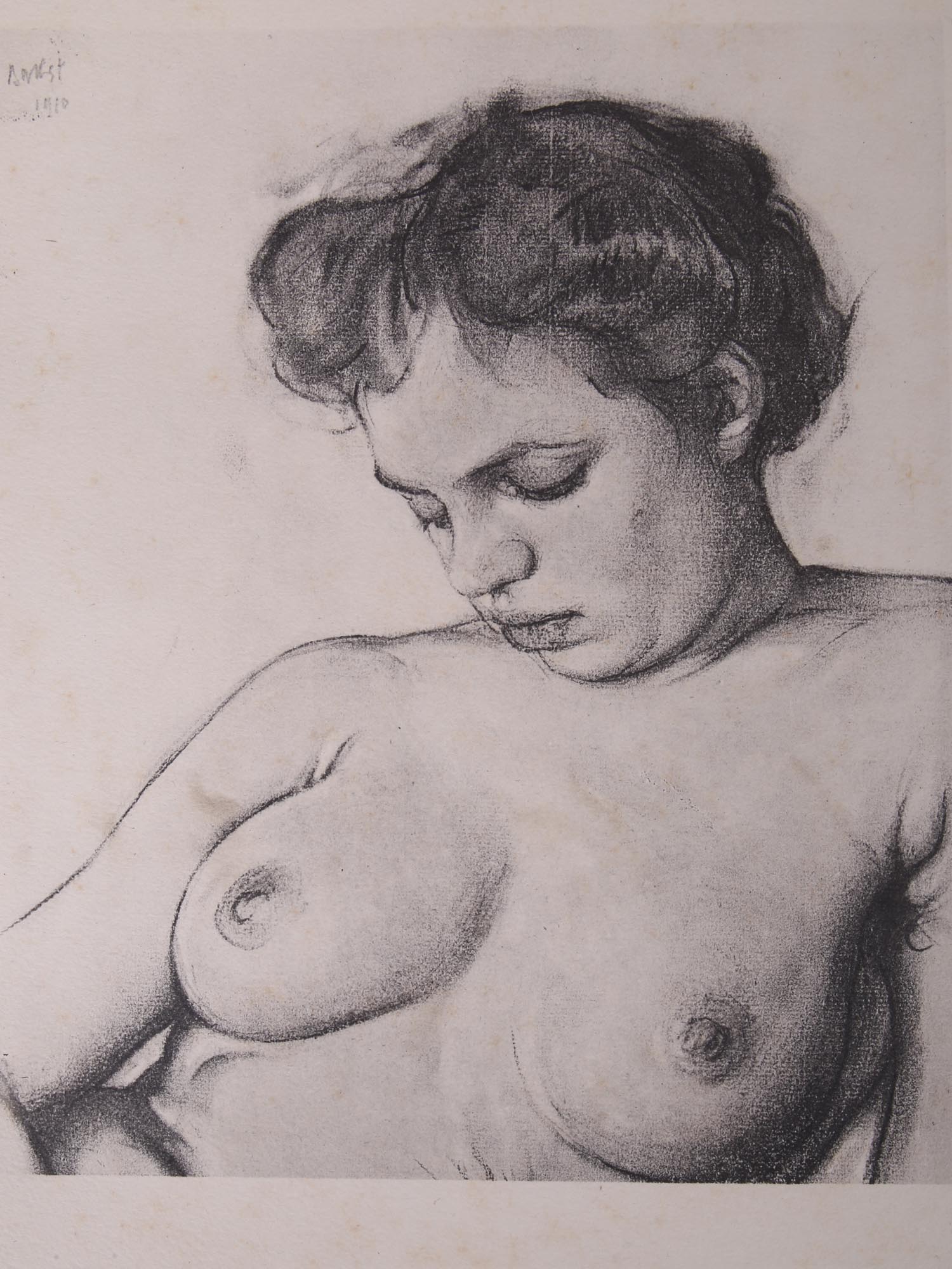 A LEON BAKST RUSSIAN LITHOGRAPH STUDY OF A NUDE PIC-1