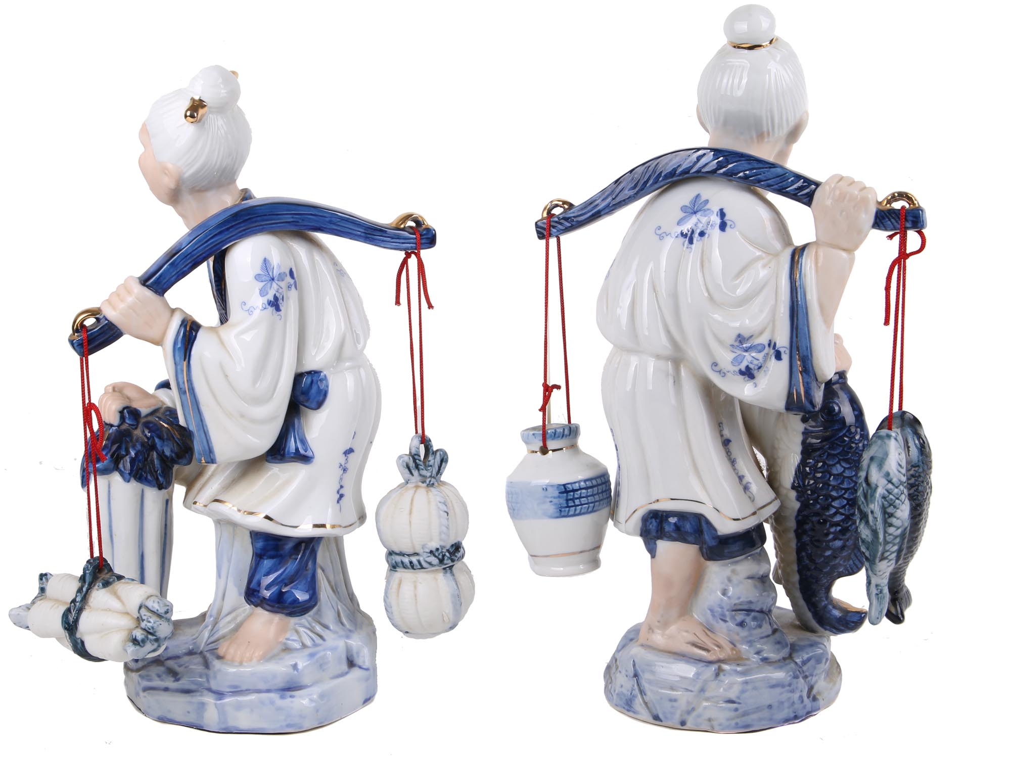 A PAIR OF VINTAGE PORCELAIN ASIAN FARMERS TAIWAN PIC-1