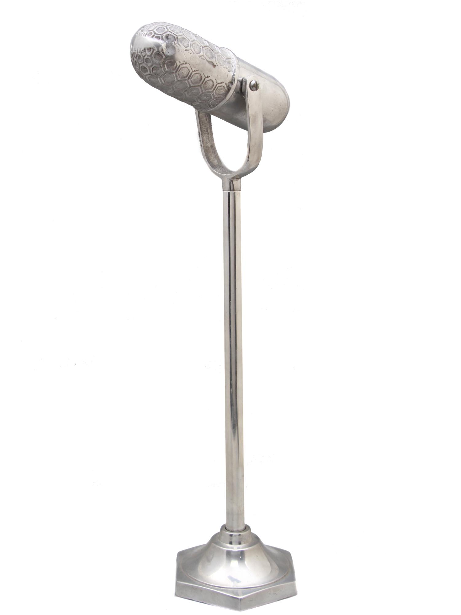 A VINTAGE TALL MICROPHONE STANDING SCULPTURE PIC-1