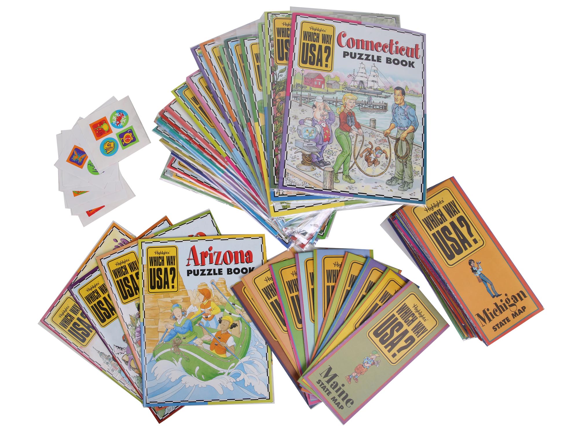 LARGE LOT OF PUZZLE BOOK HIGHLIGHTS WHICH WAY USA PIC-0