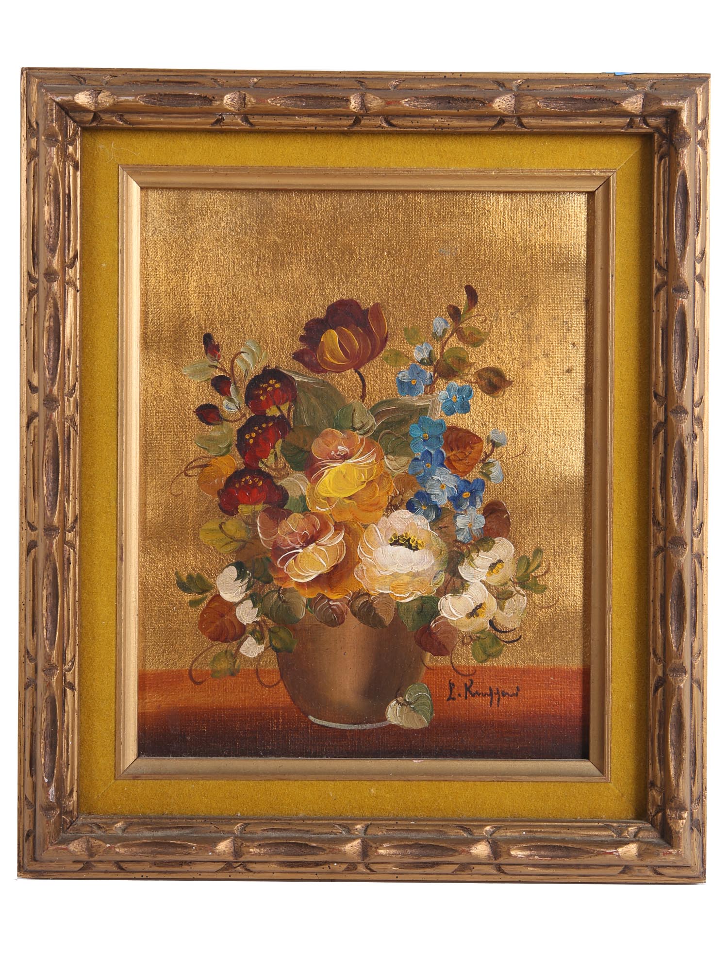 A VINTAGE POLISH OIL ON CANVAS FLORAL PAINTING PIC-0