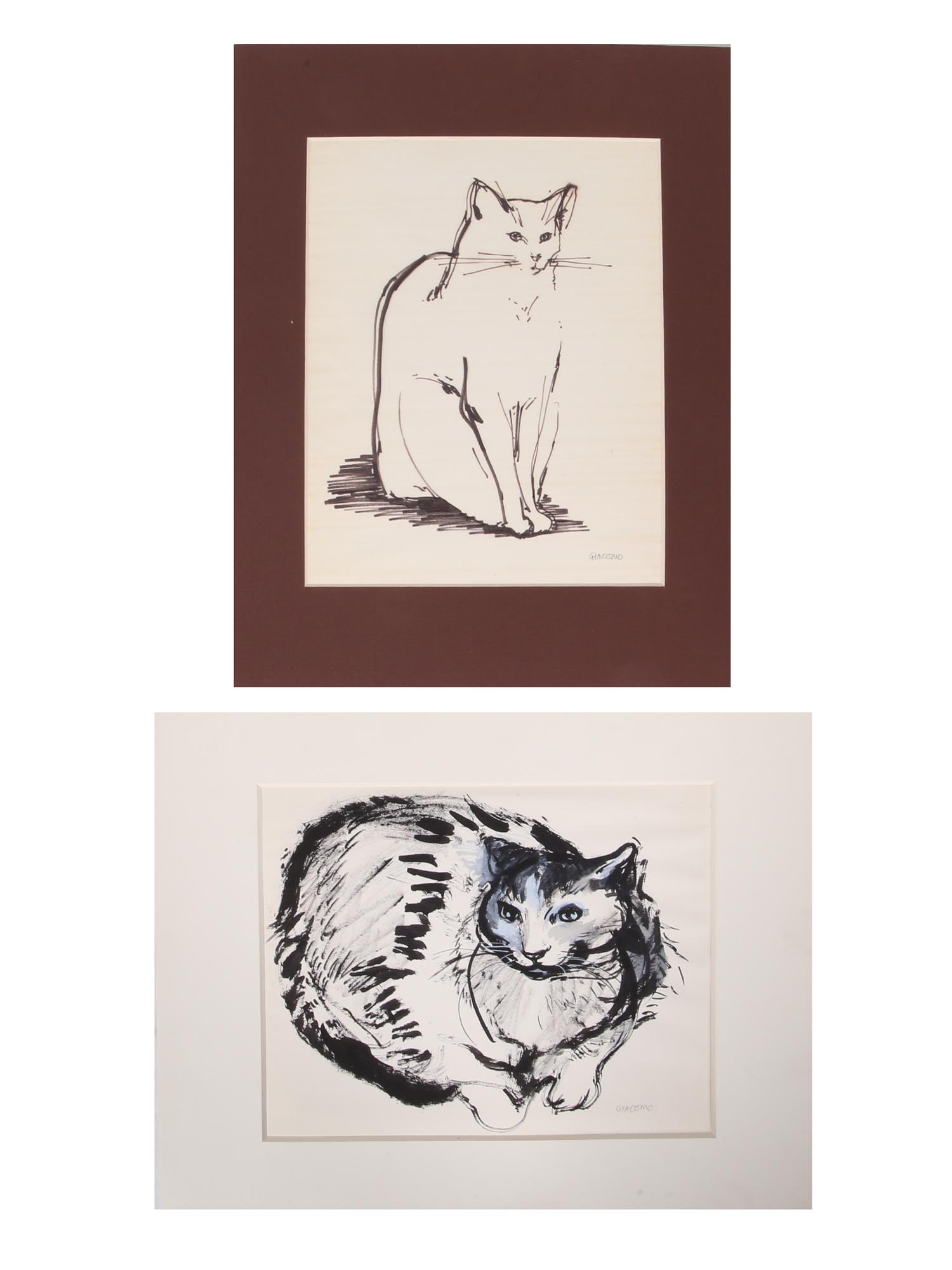 PAIR OF CAT PAINTINGS SIGNED BY GIACOMO VIANELLO PIC-0