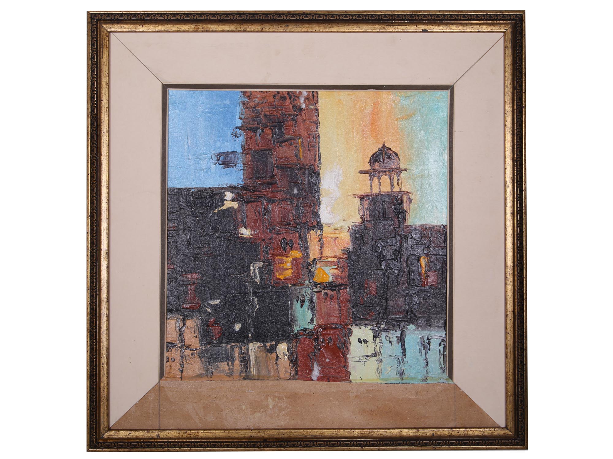 VINTAGE ART TWO OIL JERUSALEM ABSTRACT PAINTINGS PIC-1