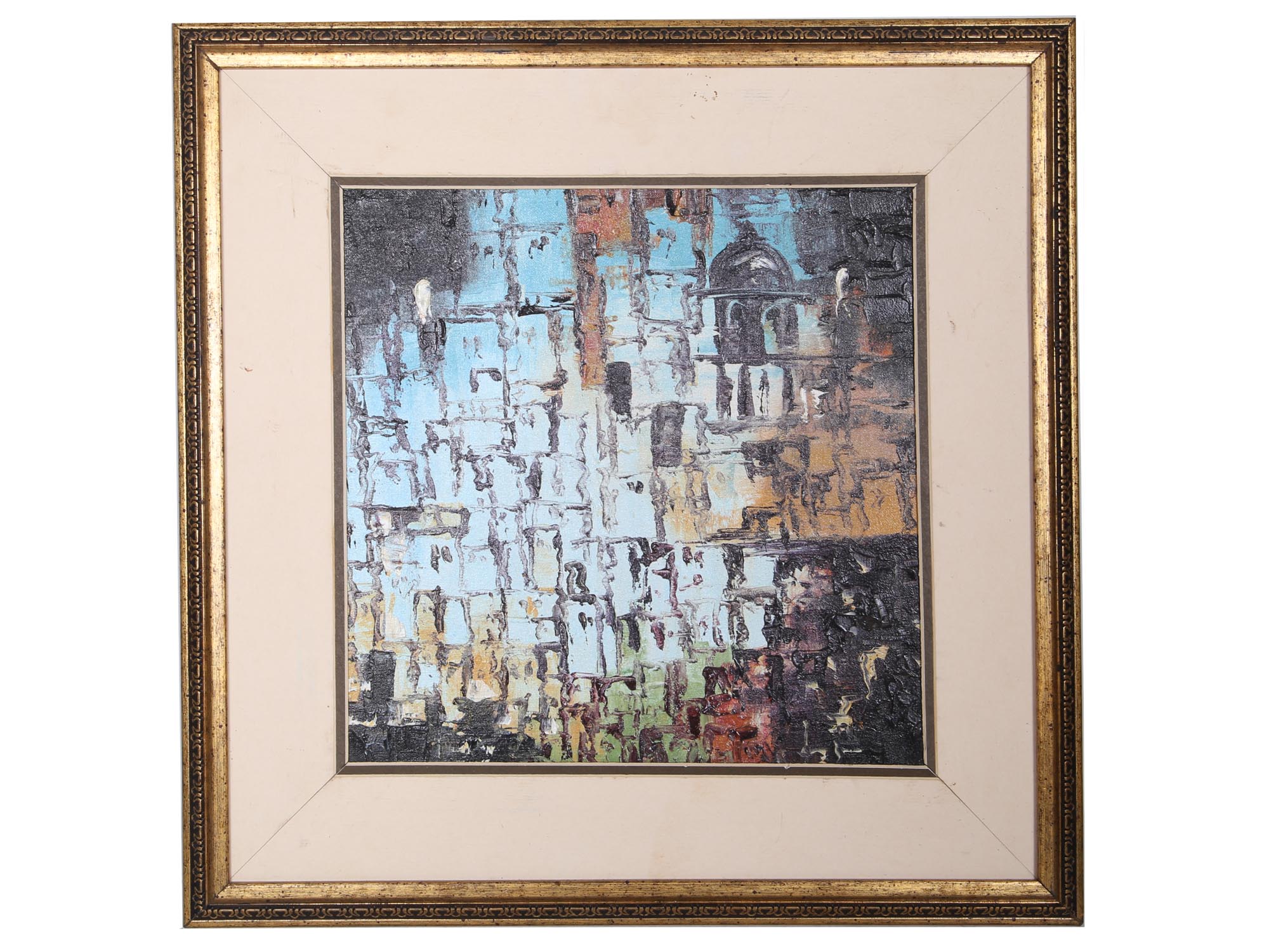 VINTAGE ART TWO OIL JERUSALEM ABSTRACT PAINTINGS PIC-2