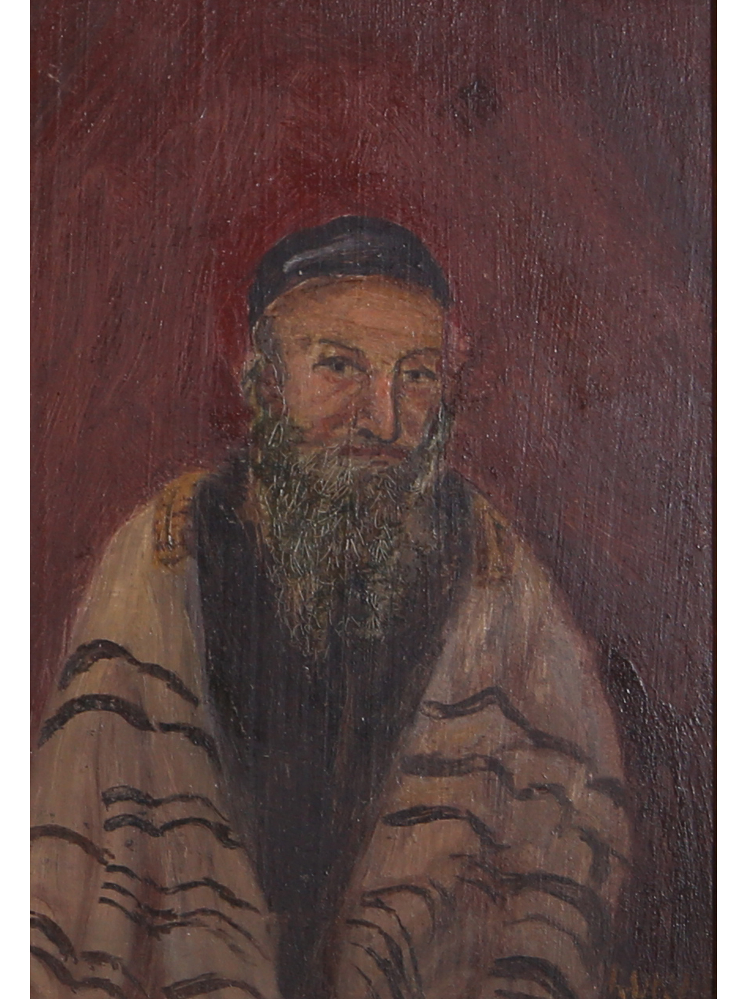 TWO JUDAICA ART PAINTINGS MALE PORTRAITS SIGNED PIC-2