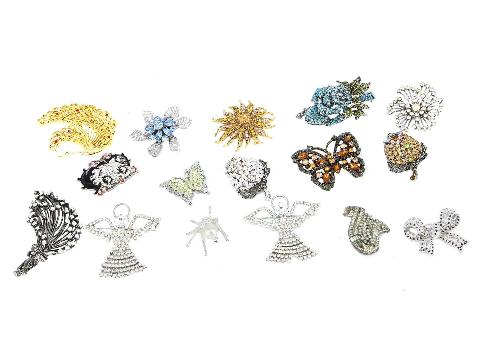 A LARGE COLLECTION OF COSTUME JEWELRY BROOCHES PIC-2