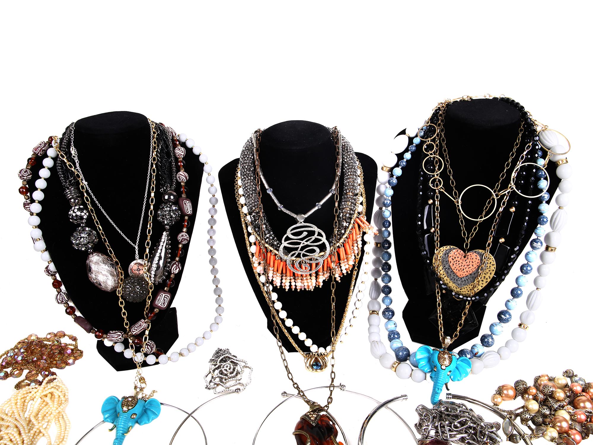 A LARGE COLLECTION OF COSTUME JEWELRY NECKLACES PIC-1