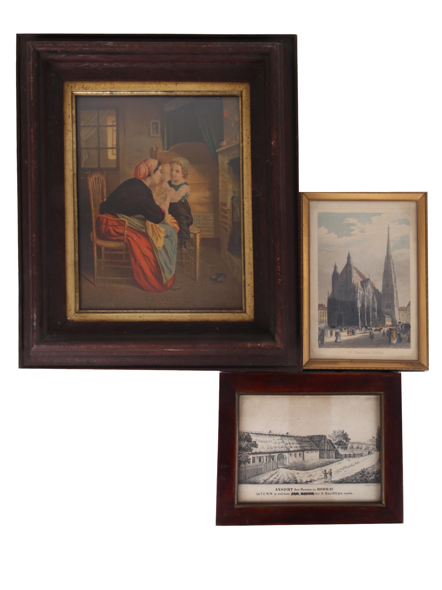 A LOT OF THREE ANTIQUE PRINTS AND ETCHINGS PIC-0