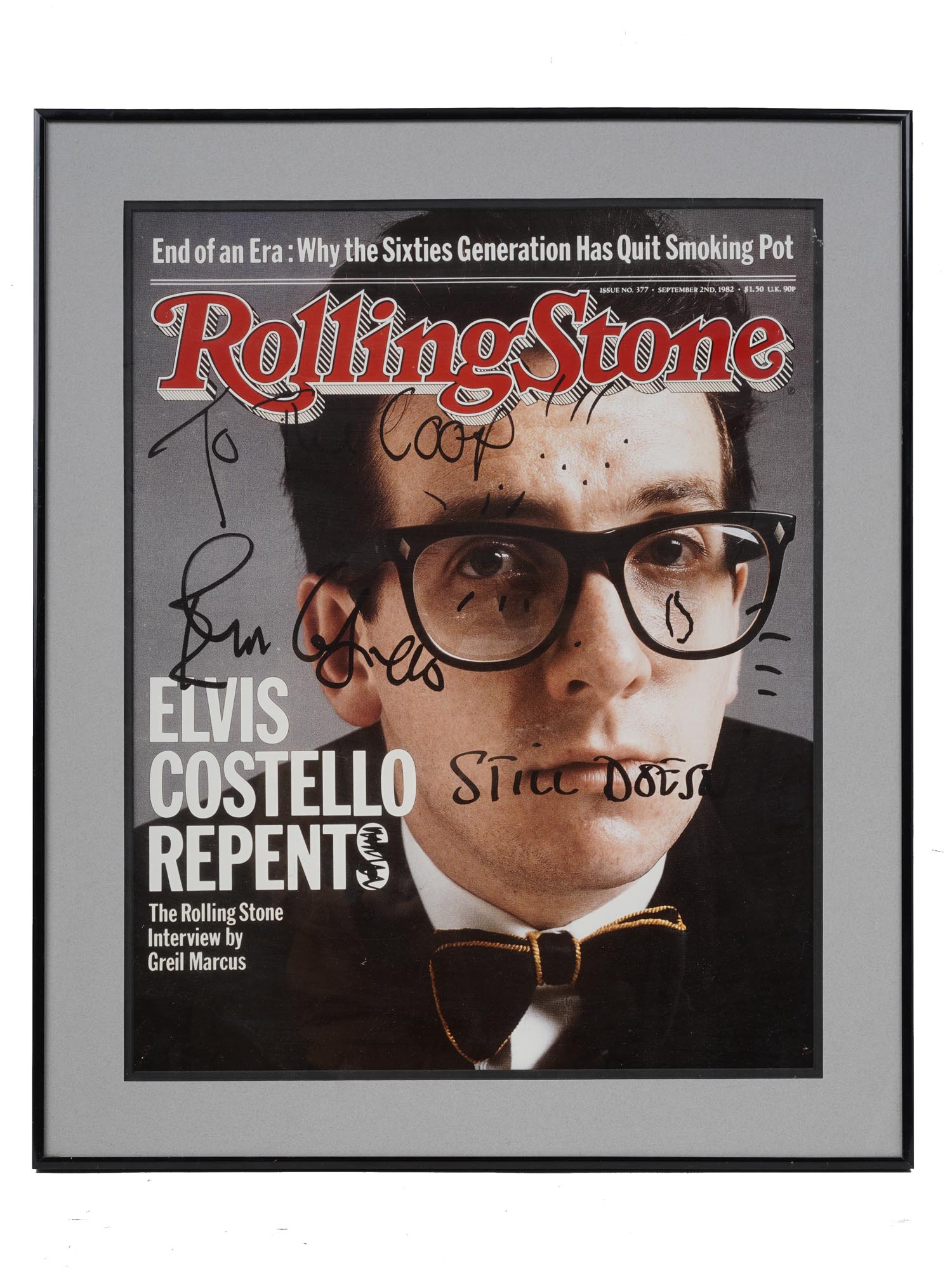 A COVER OF ROLLING STONES AUTOGRAPHED BY COSTELLO PIC-0