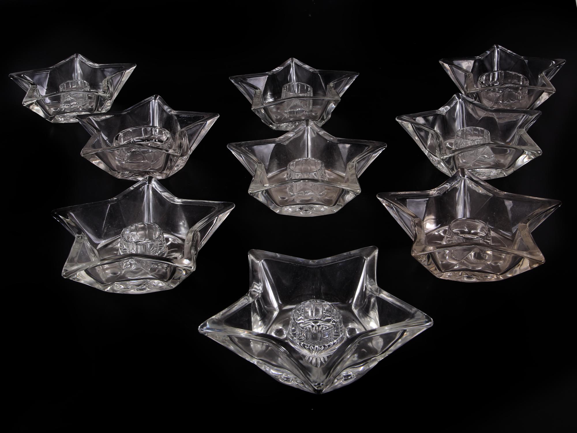 A LOT OF GLASS STAR SHAPED CANDLEHOLDERS PIC-0