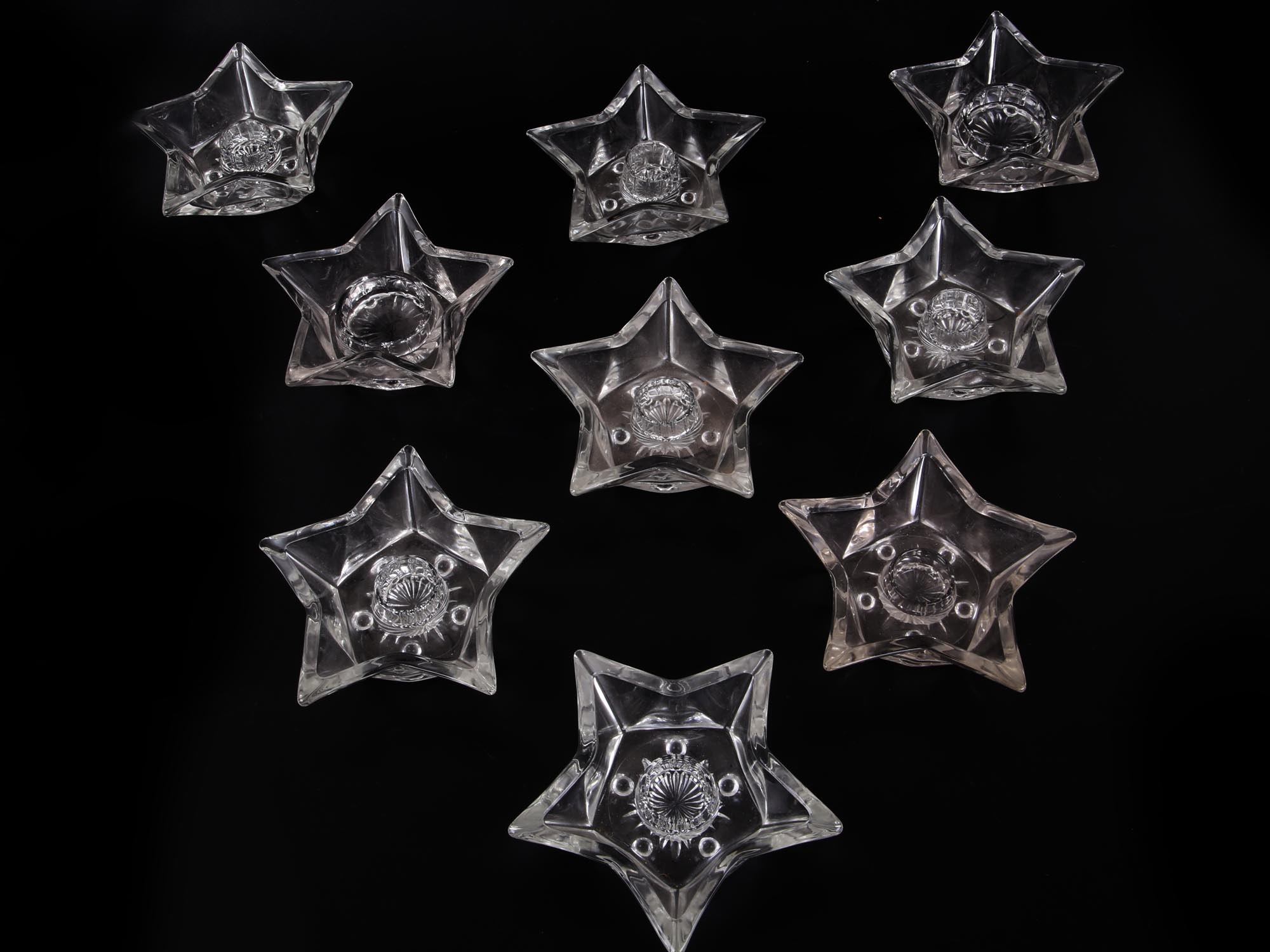 A LOT OF GLASS STAR SHAPED CANDLEHOLDERS PIC-1