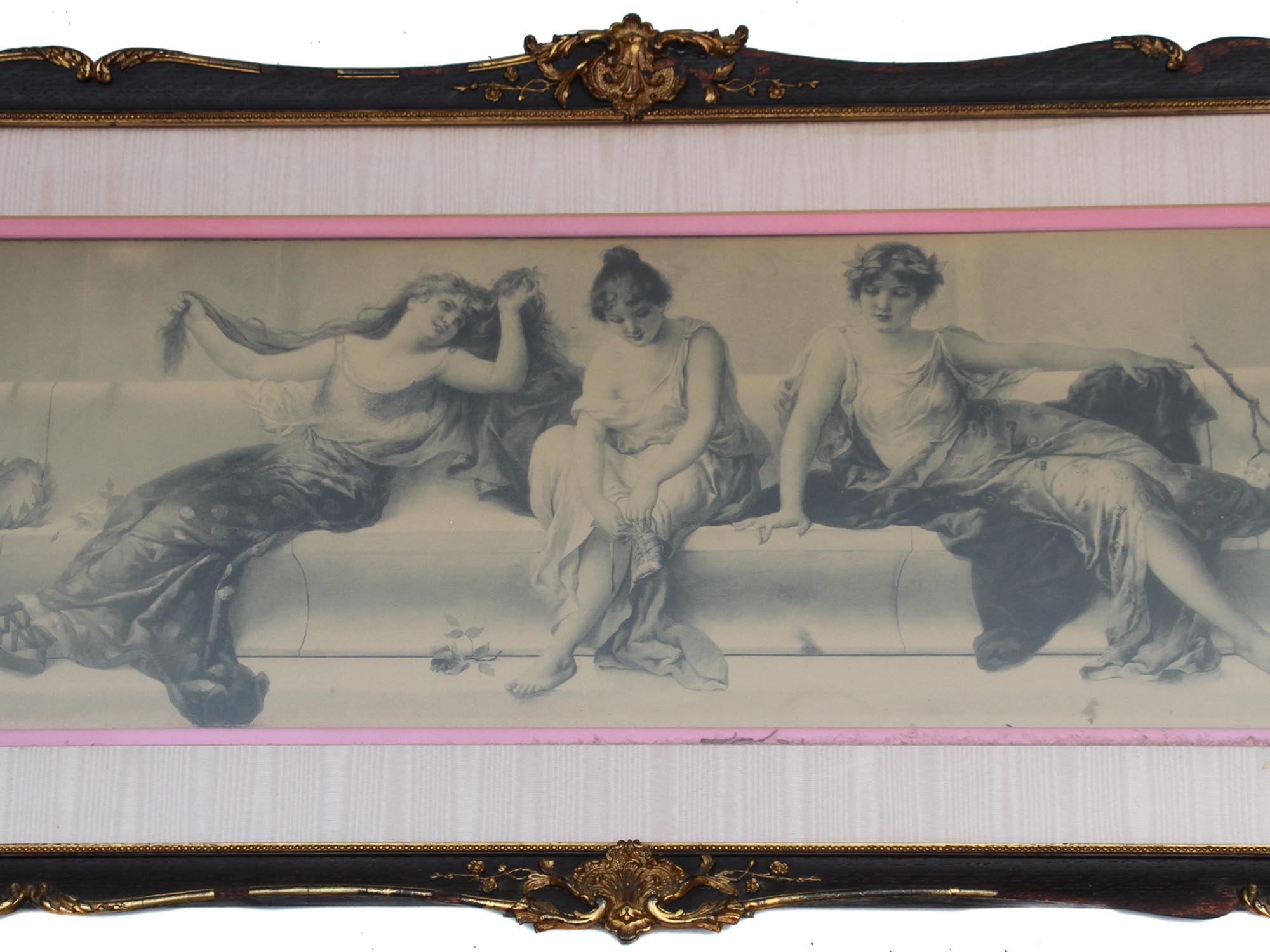 ANTIQUE LITHOGRAPH NEOCLASSICAL STYLE FRAMED PIC-1