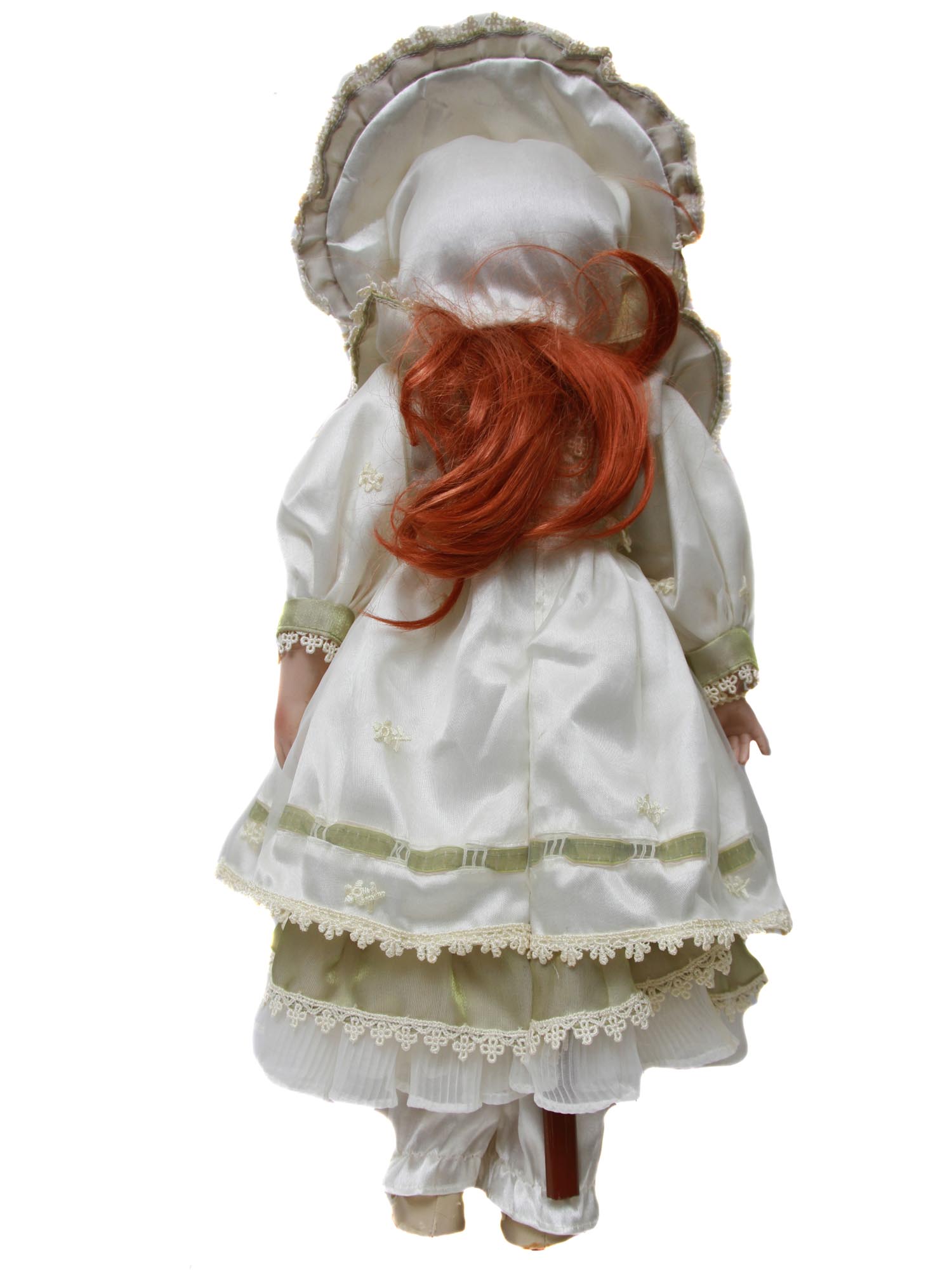 A EUROPEAN BISQUE PORCELAIN RED HAIRED DOLL PIC-0