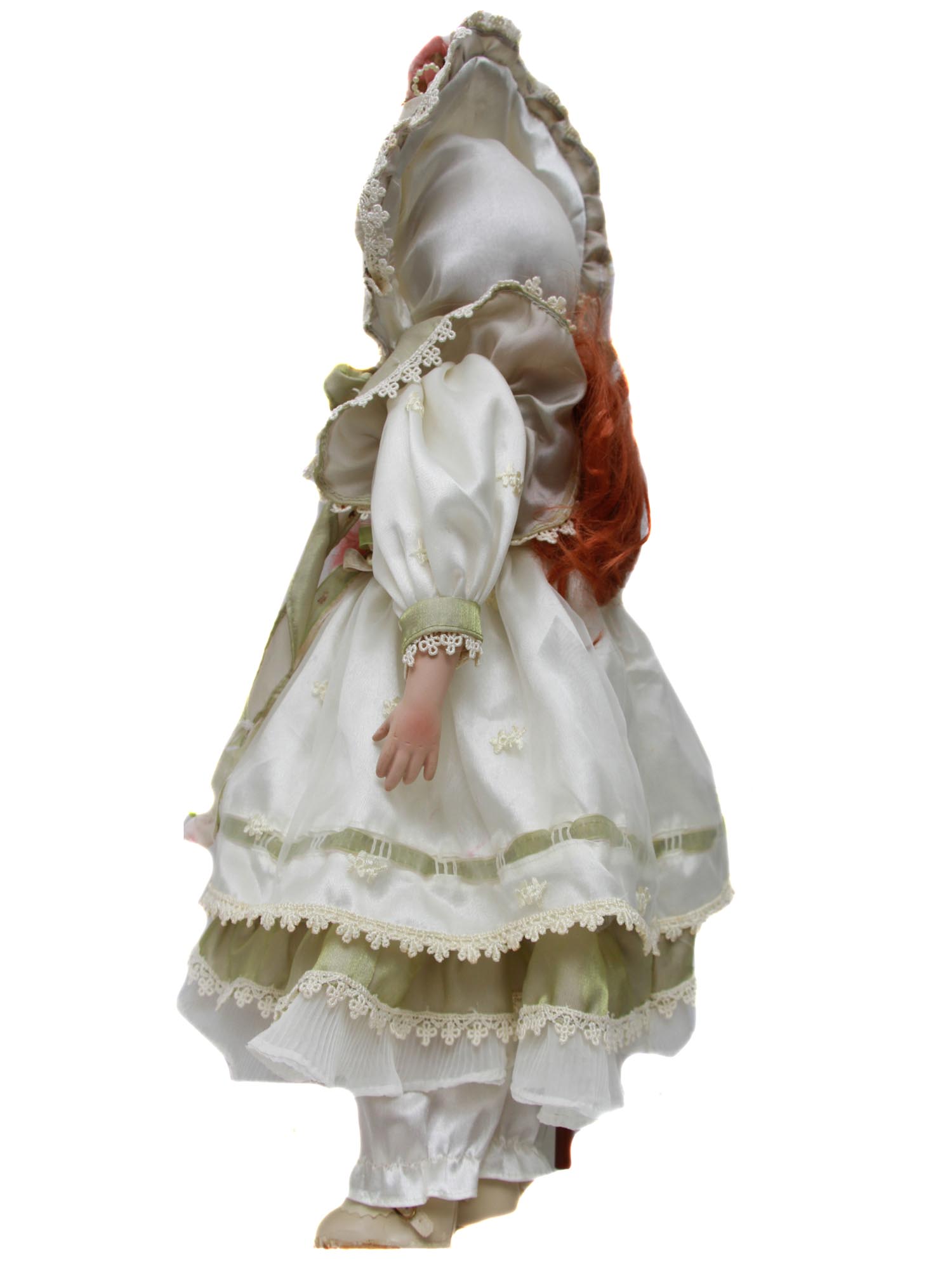 A EUROPEAN BISQUE PORCELAIN RED HAIRED DOLL PIC-2