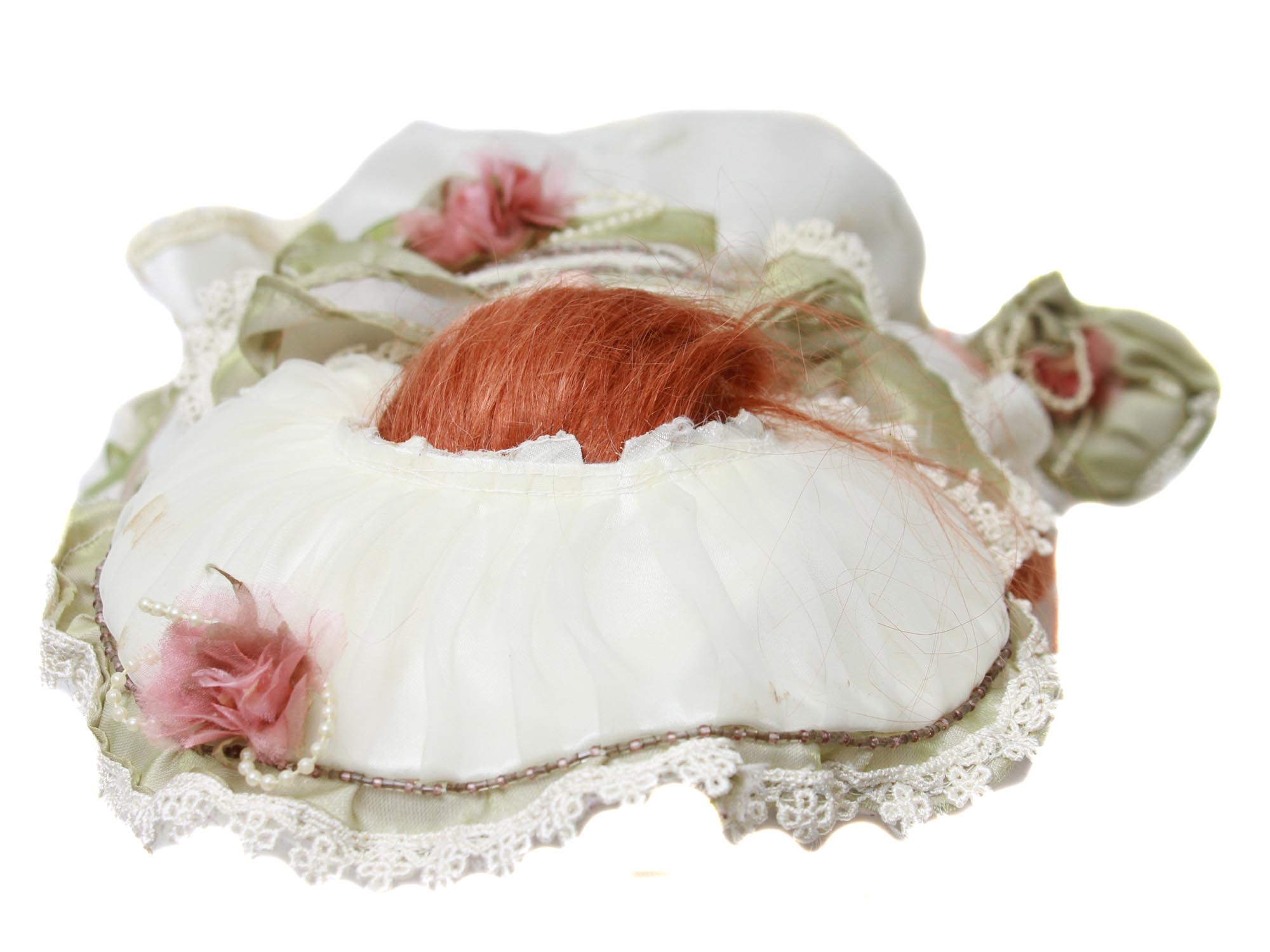 A EUROPEAN BISQUE PORCELAIN RED HAIRED DOLL PIC-4