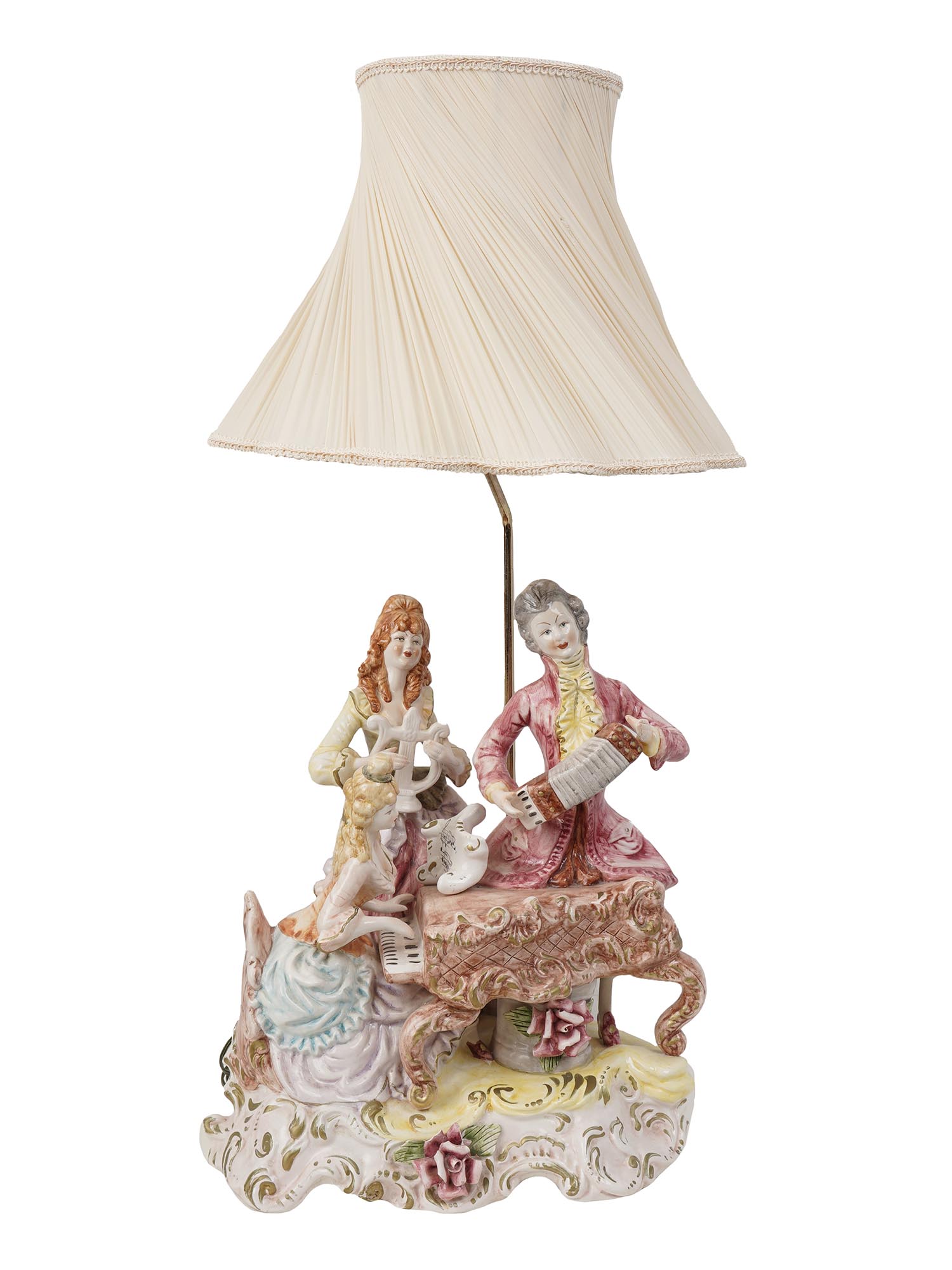 VINTAGE CAPODIMONTE ITALIAN PORCELAIN TABLE LAMP PIC-0