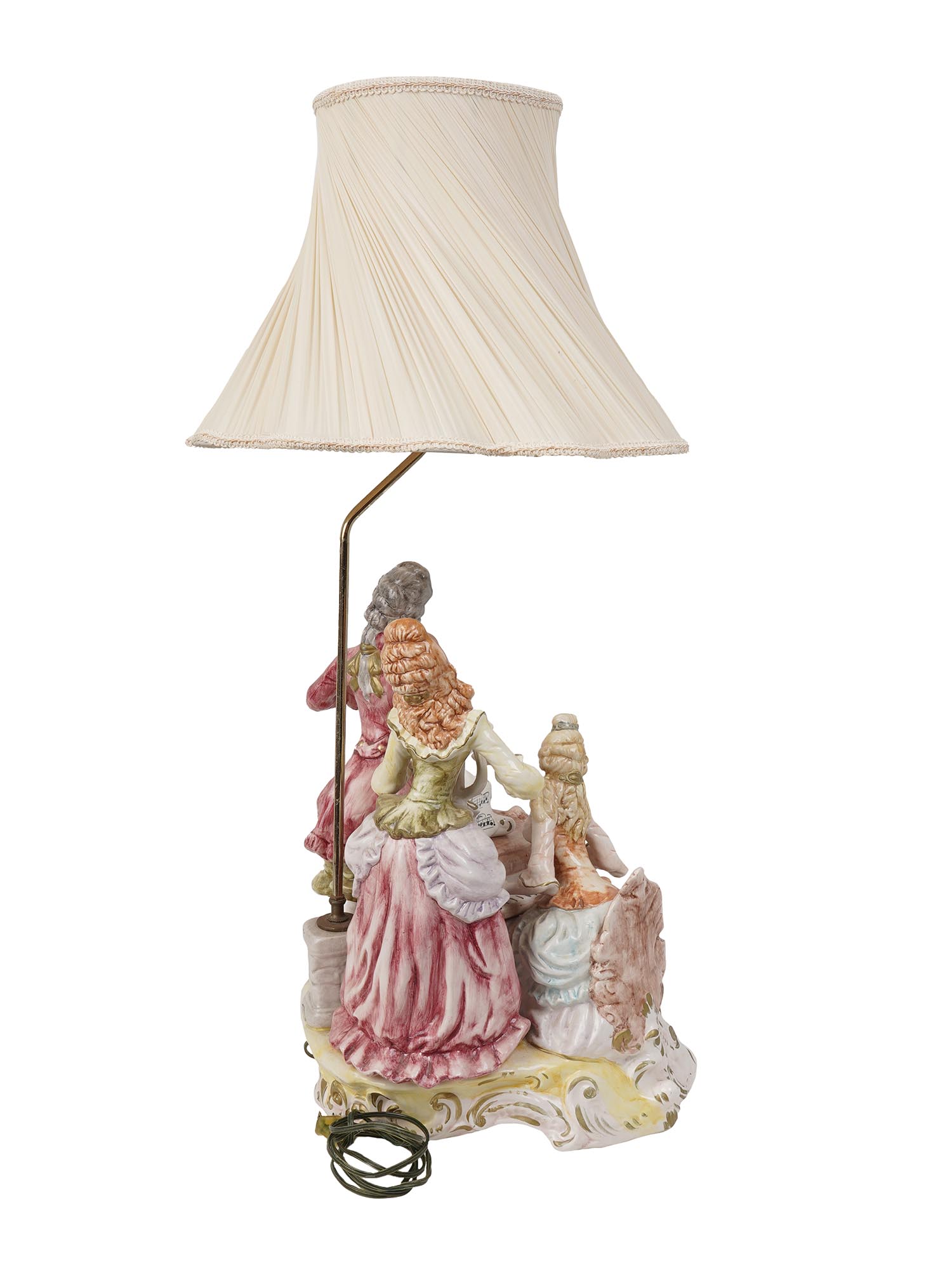 VINTAGE CAPODIMONTE ITALIAN PORCELAIN TABLE LAMP PIC-2