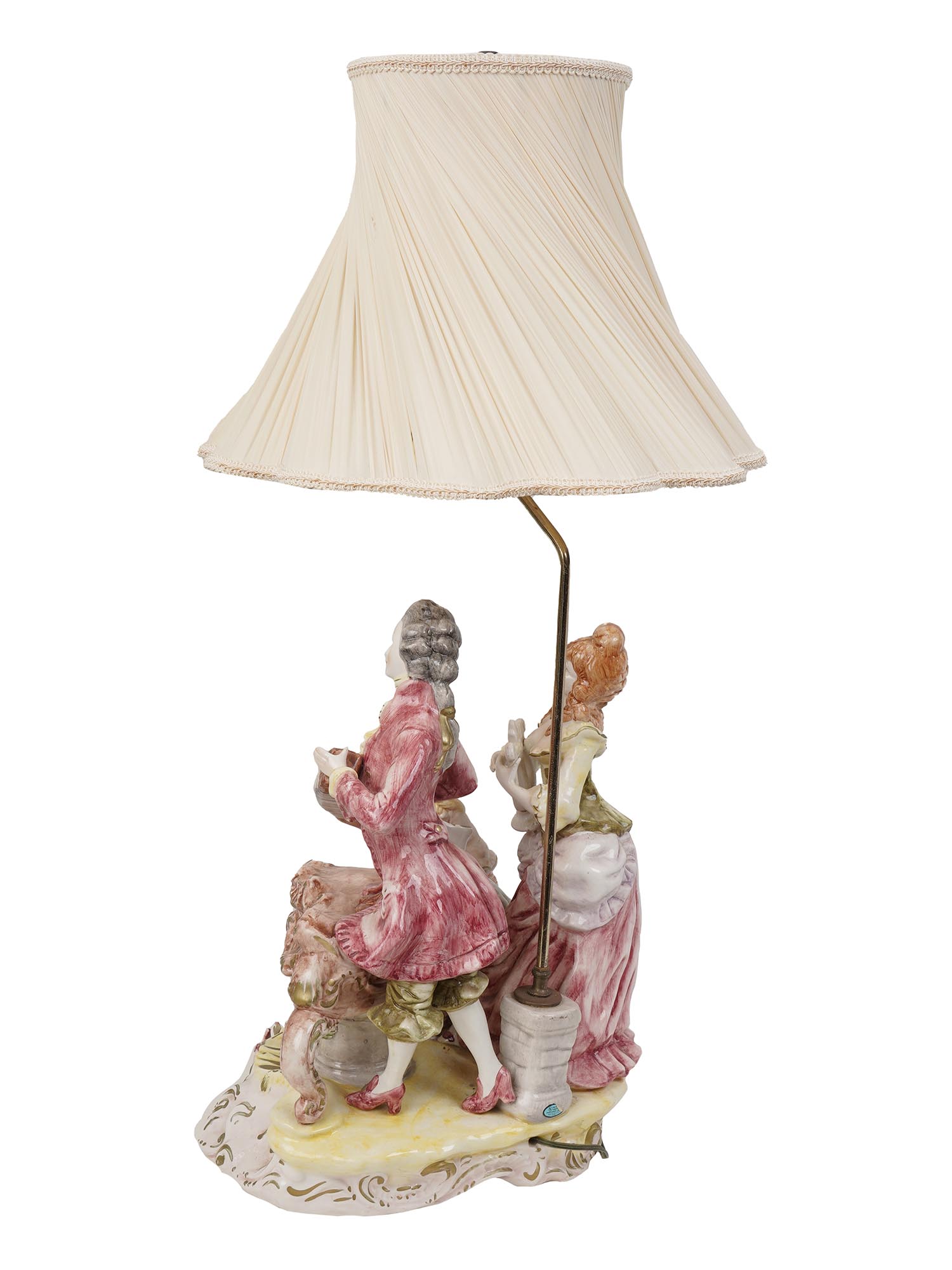 VINTAGE CAPODIMONTE ITALIAN PORCELAIN TABLE LAMP PIC-3