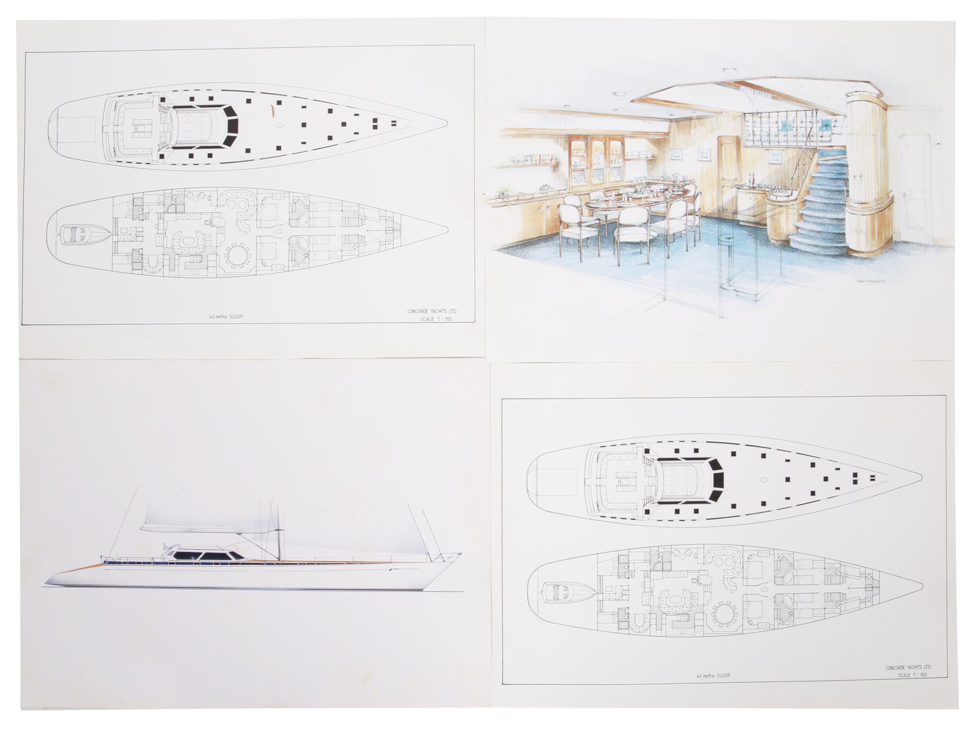 LARGE COLLECTION GRAPHIC PRINTS OF YACHT DESIGNS PIC-1