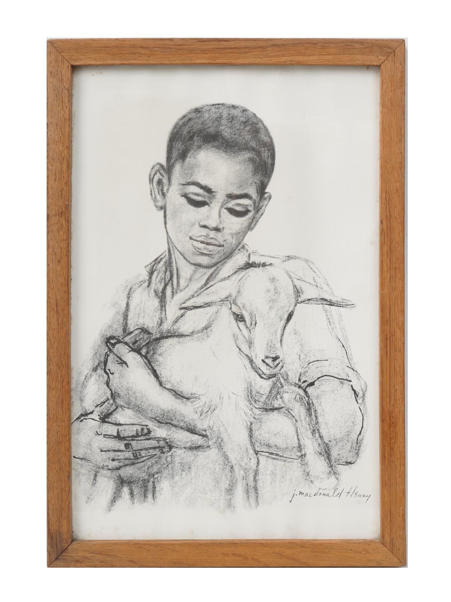 JAMAICAN LITHOGRAPH CHILD BY J MACDONALD HENRY PIC-0