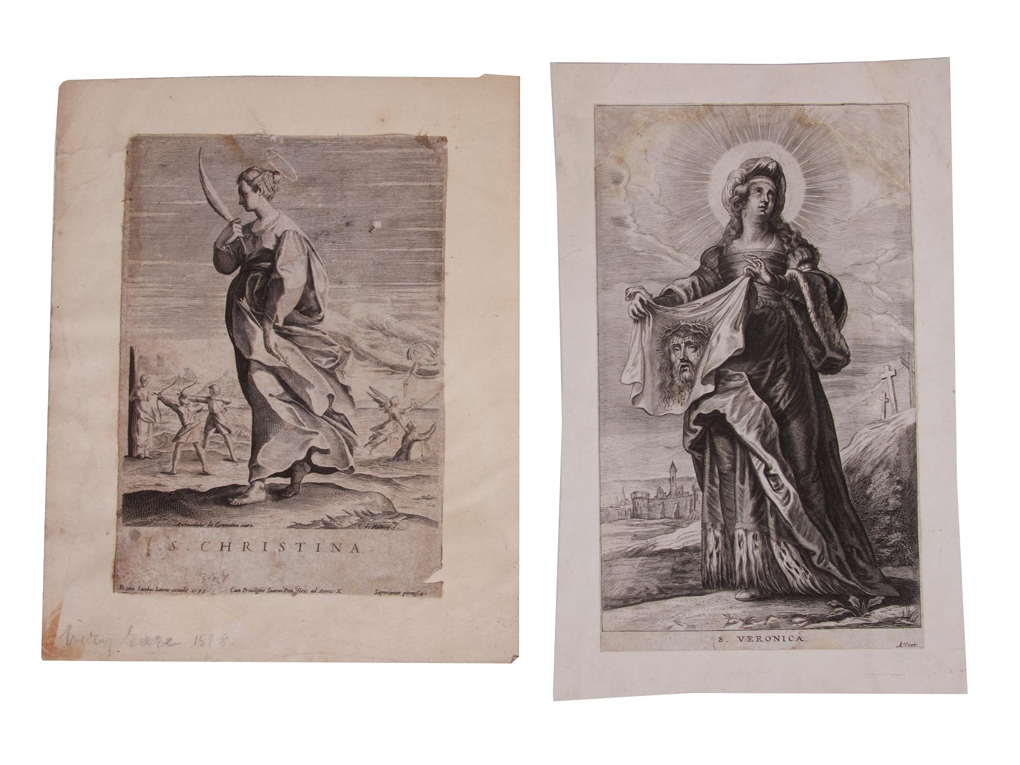 TWO ANTIQUE RELIGIOUS ITALIAN DUTCH ENGRAVINGS PIC-0