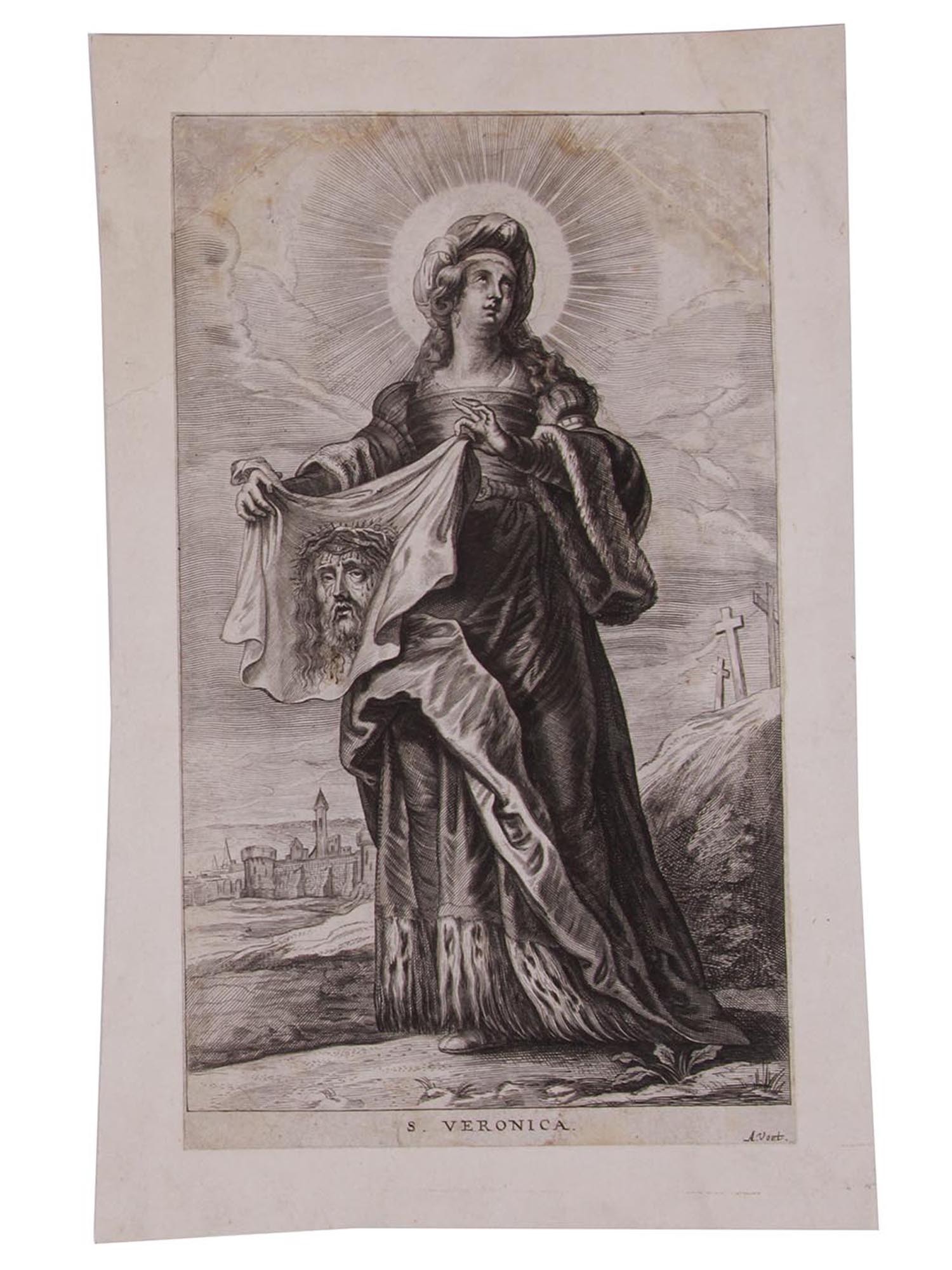 TWO ANTIQUE RELIGIOUS ITALIAN DUTCH ENGRAVINGS PIC-1