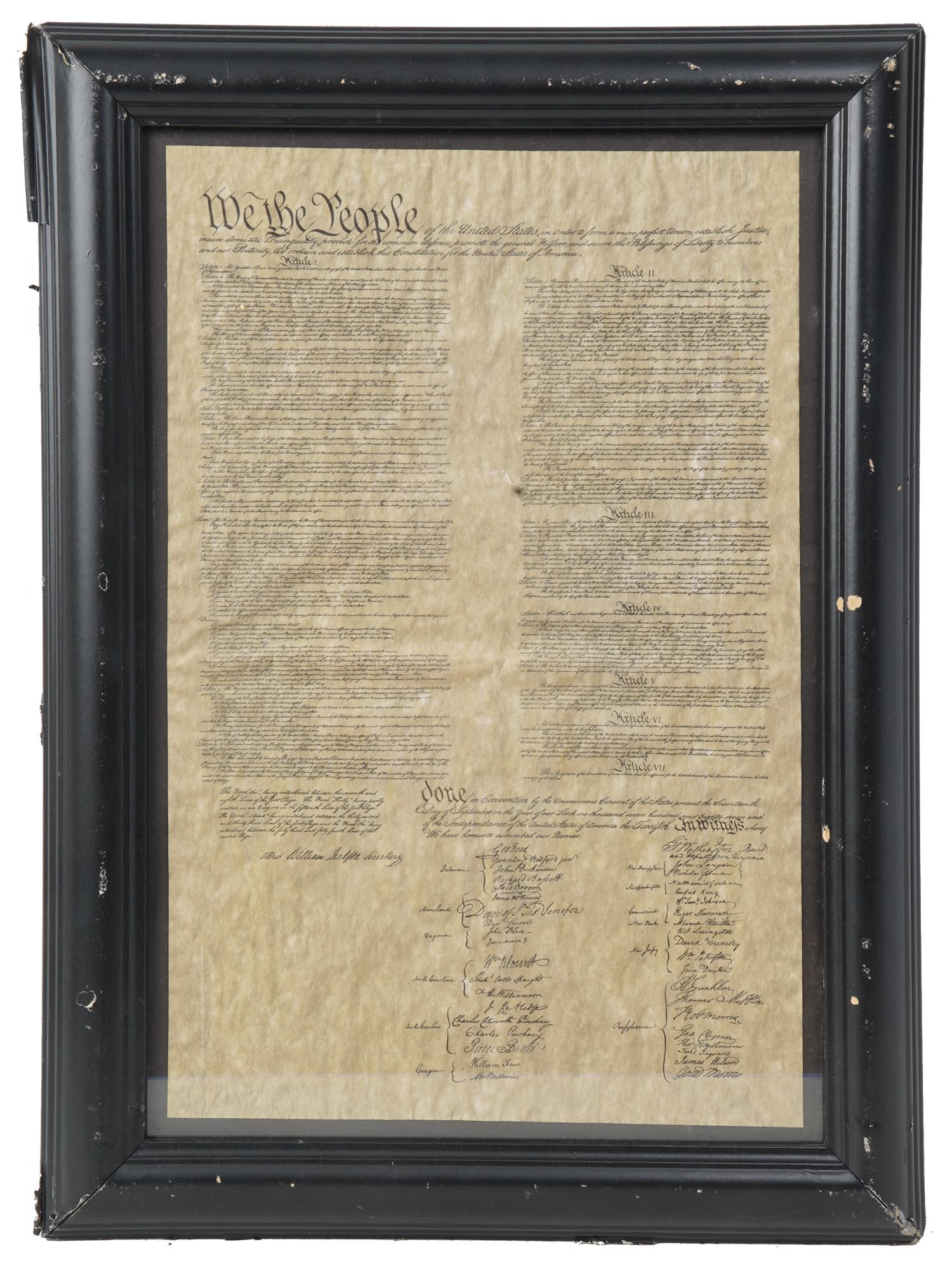 HISTORICAL DOC PREAMBLE OF CONSTITUTION OF USA PIC-0