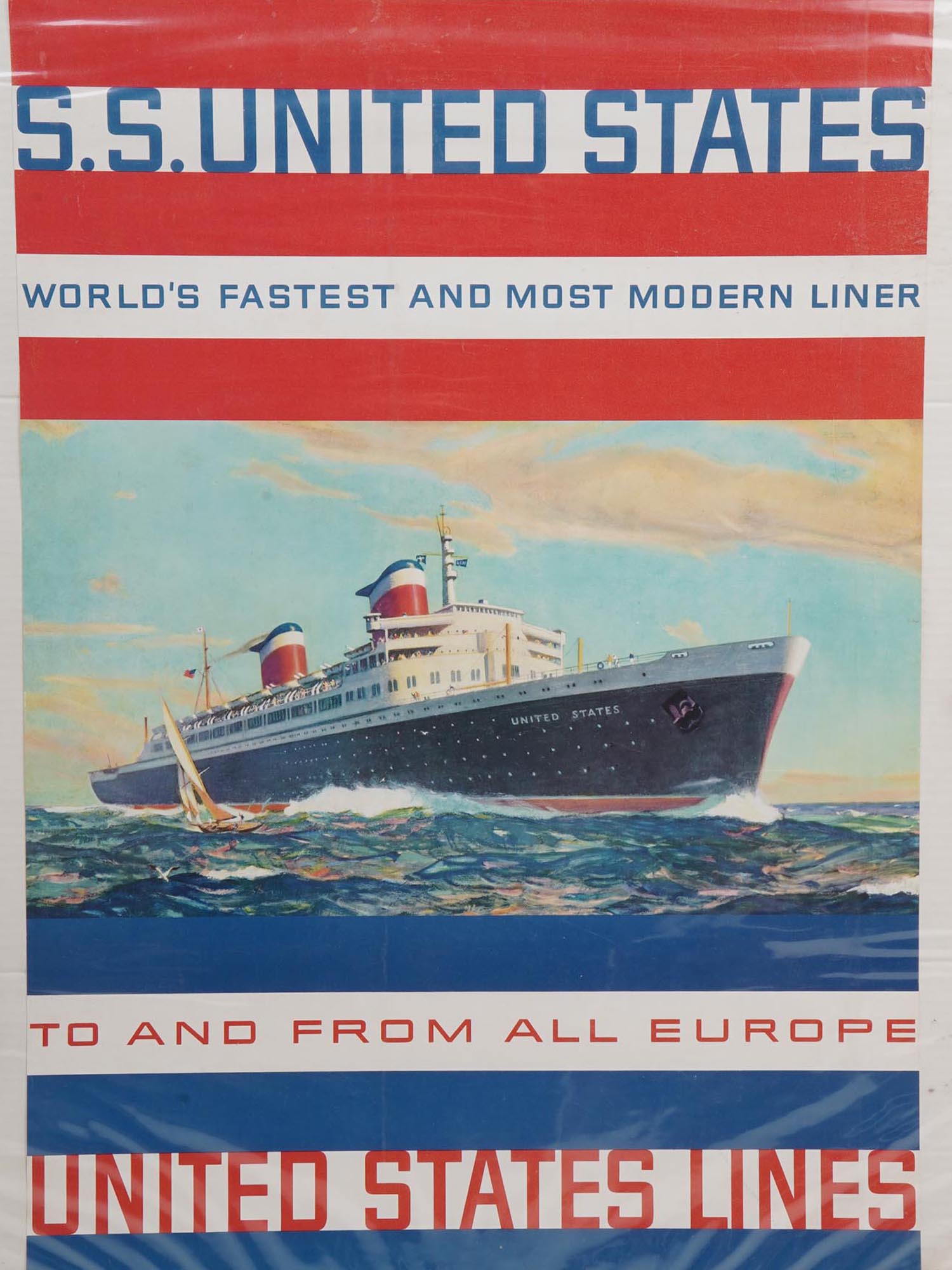 ORIGINAL USA SS LINES ADVERTISING TRAVEL POSTER PIC-1