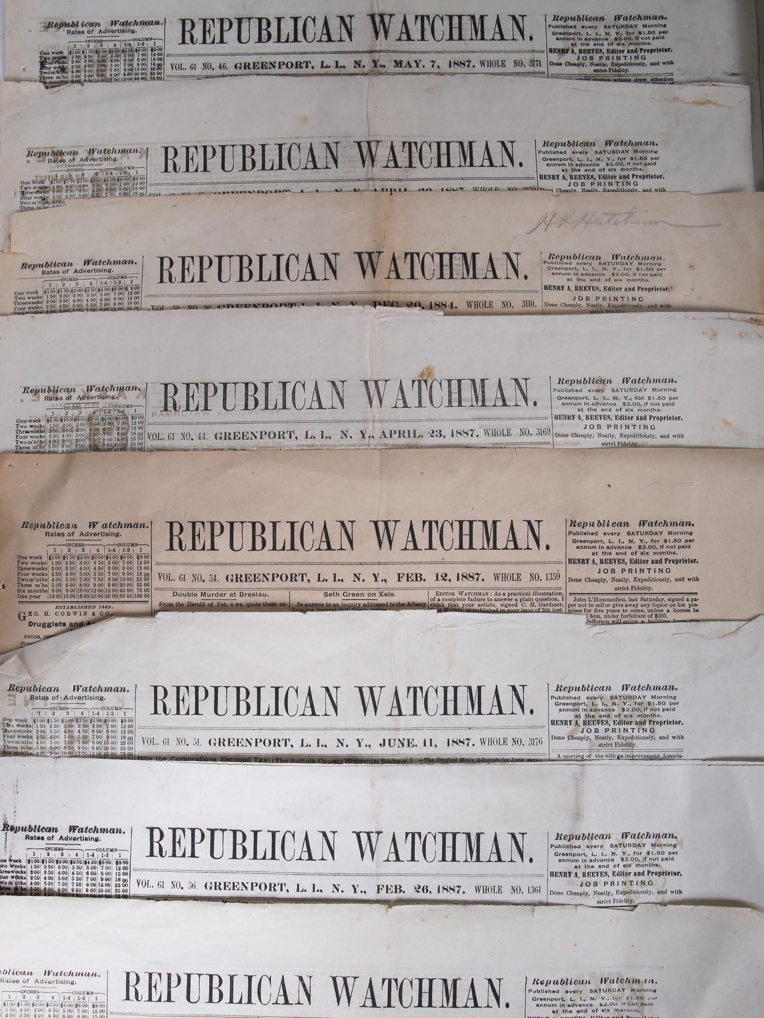 23 ANTIQUE REPUBLICAN WATCHMAN NEWSPAPERS, 1880S PIC-6