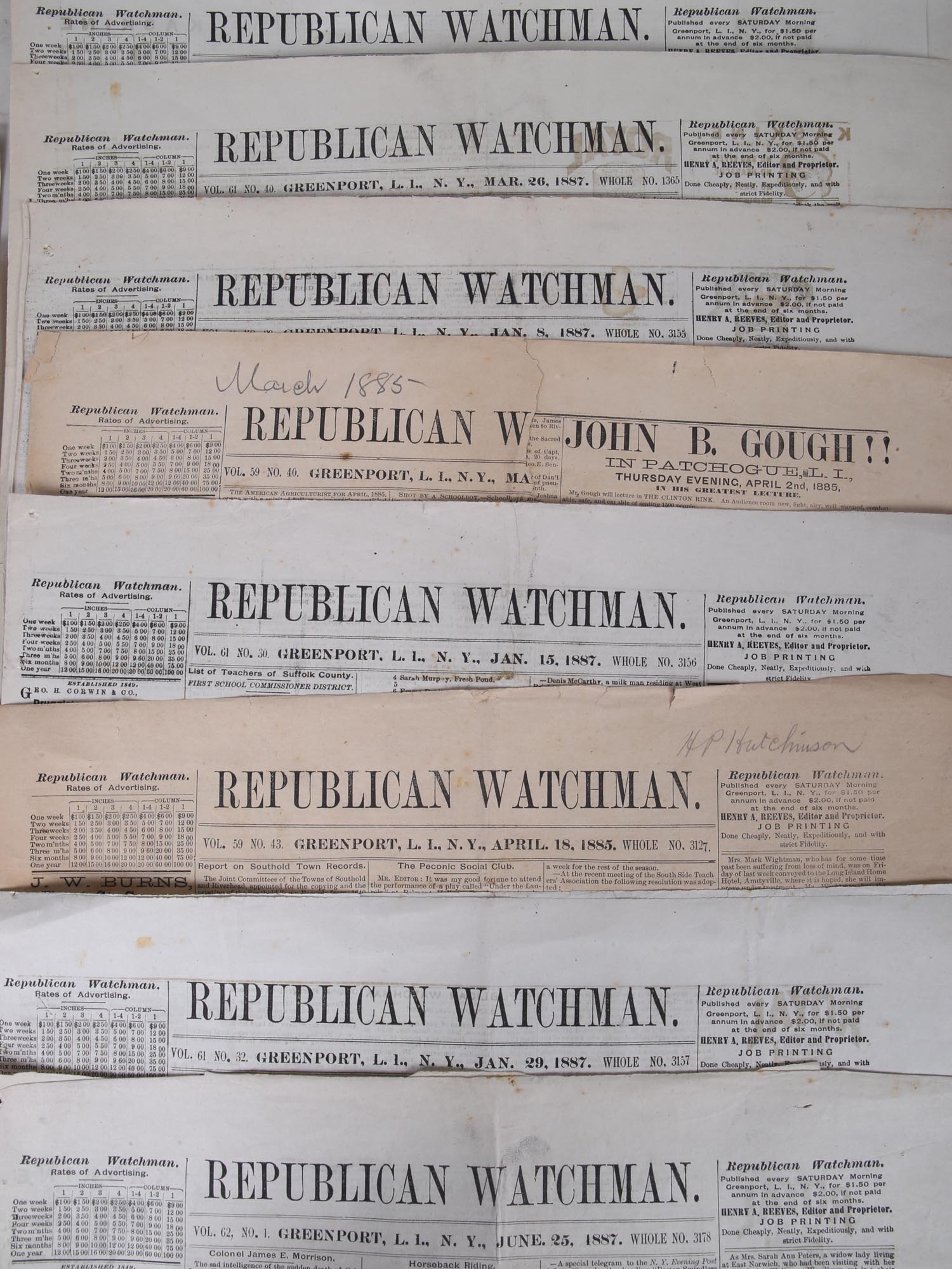 23 ANTIQUE REPUBLICAN WATCHMAN NEWSPAPERS, 1880S PIC-7