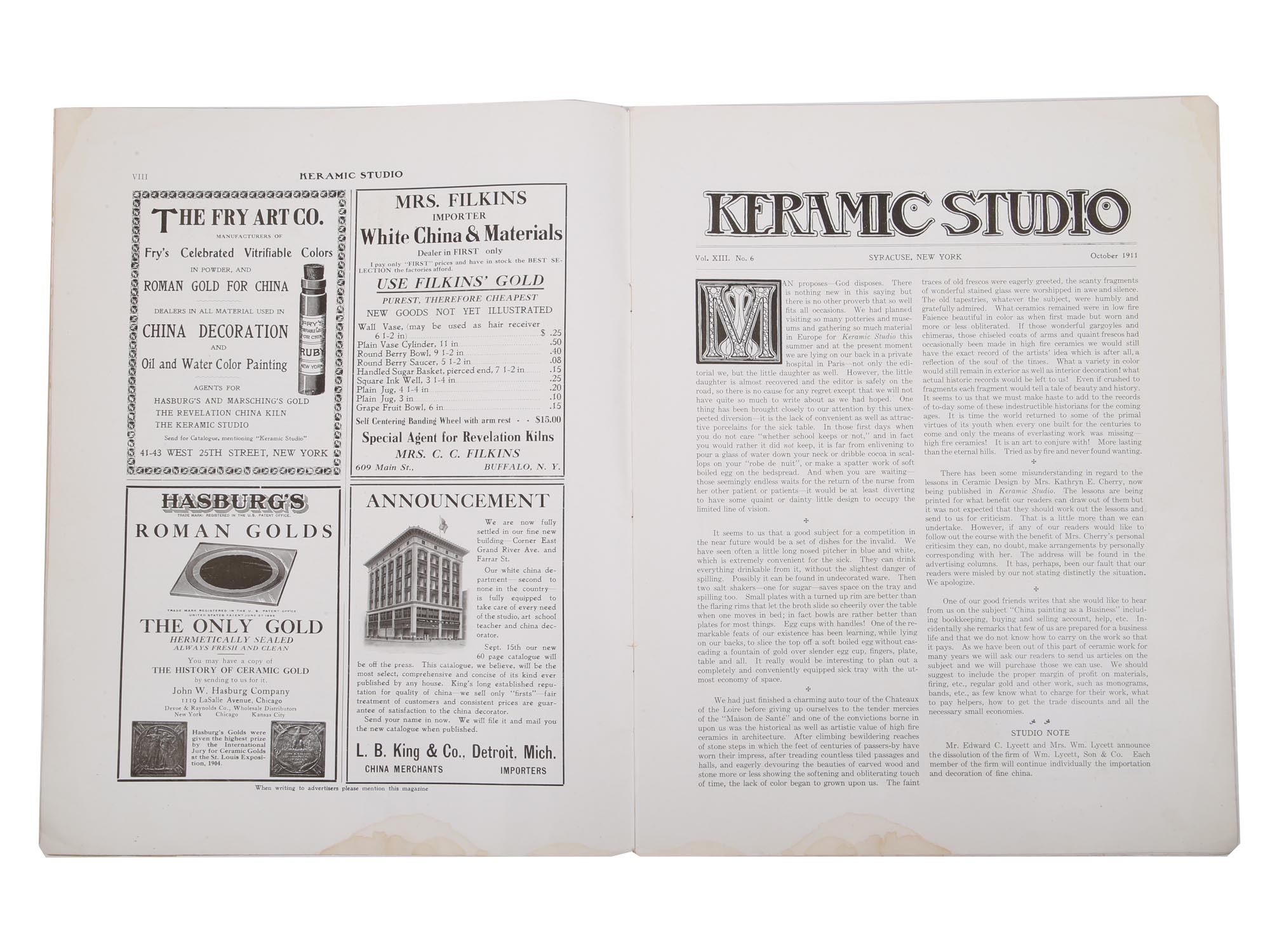 2 ANTIQUE KERAMIC STUDIO MAGAZINES, 1911 PIC-3