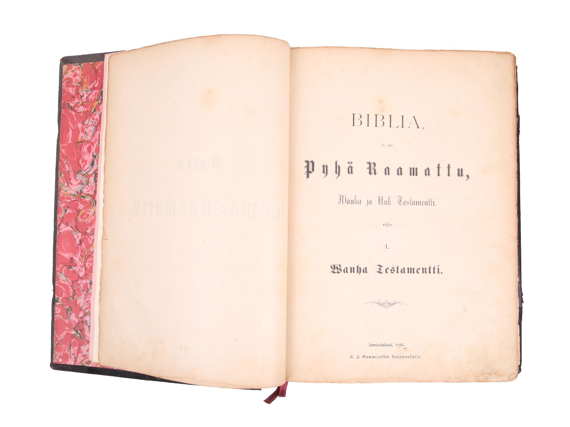 ANTIQUE 1893 FINNISH LANGUAGE BIBLE, ENGRAVINGS PIC-5